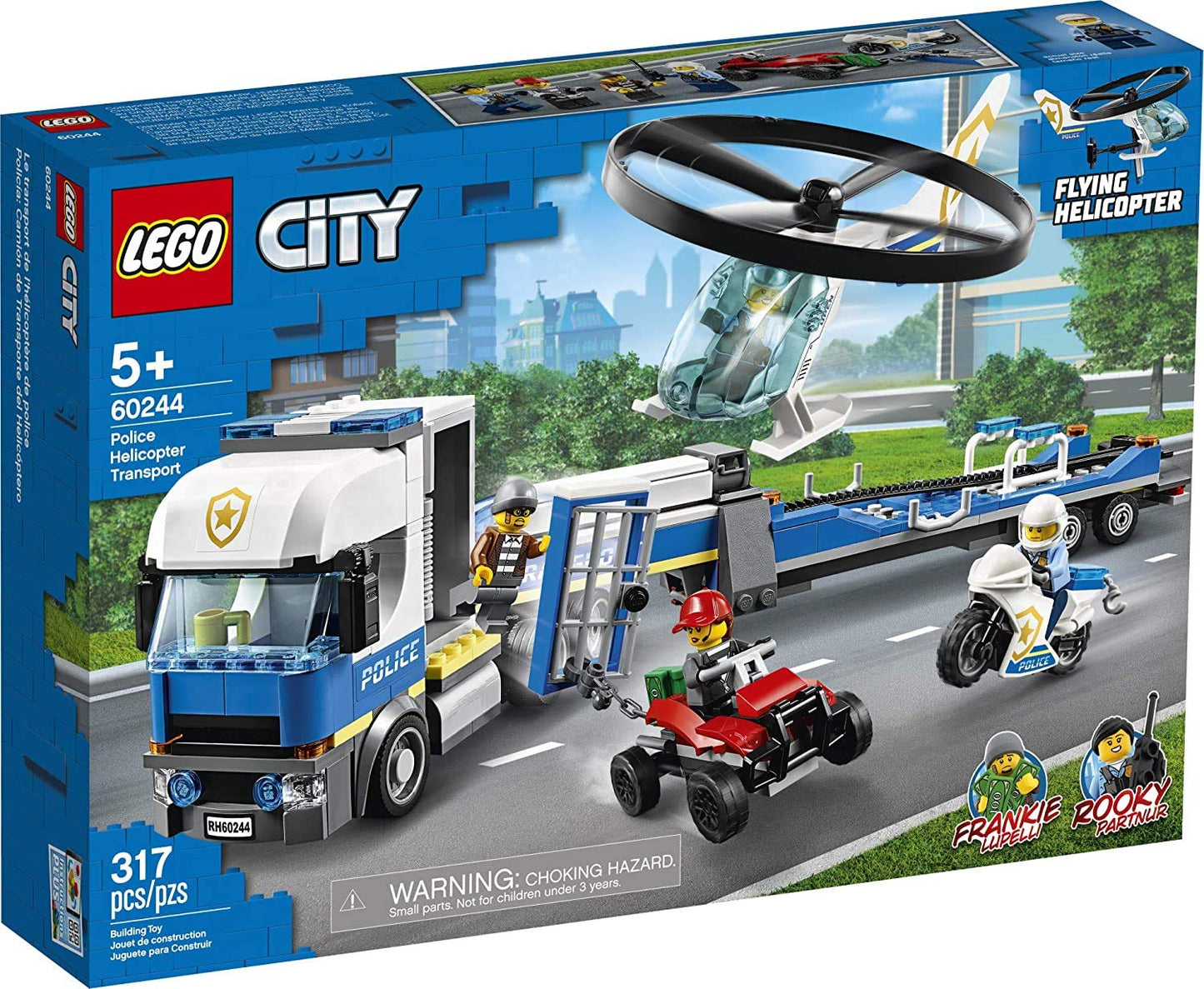 LEGO City Police Helicopter Chase 60244 – Police Toy Building Set (317 Pieces)