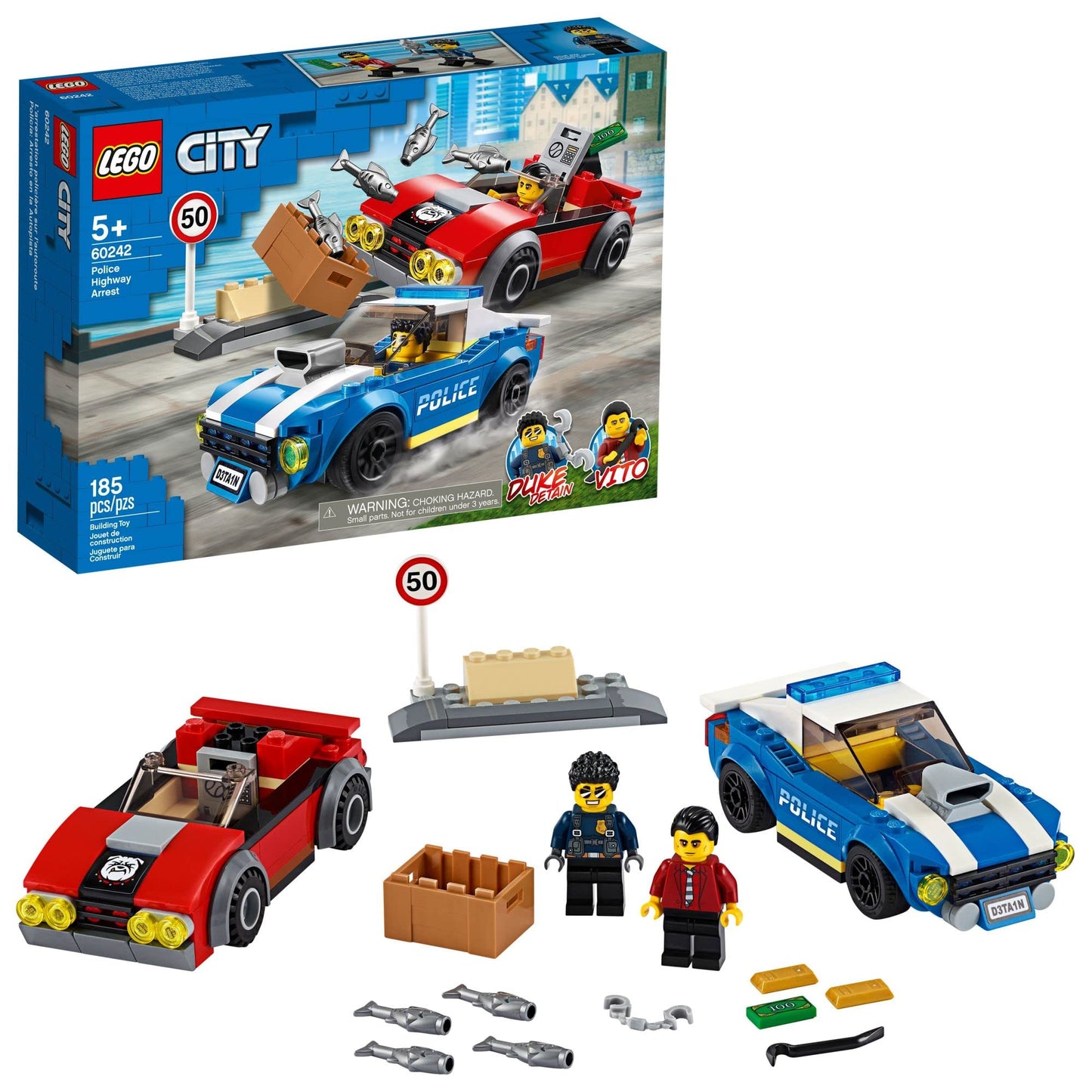 LEGO City Police Highway Arrest 60242 – 185-Piece Police Car Chase Set