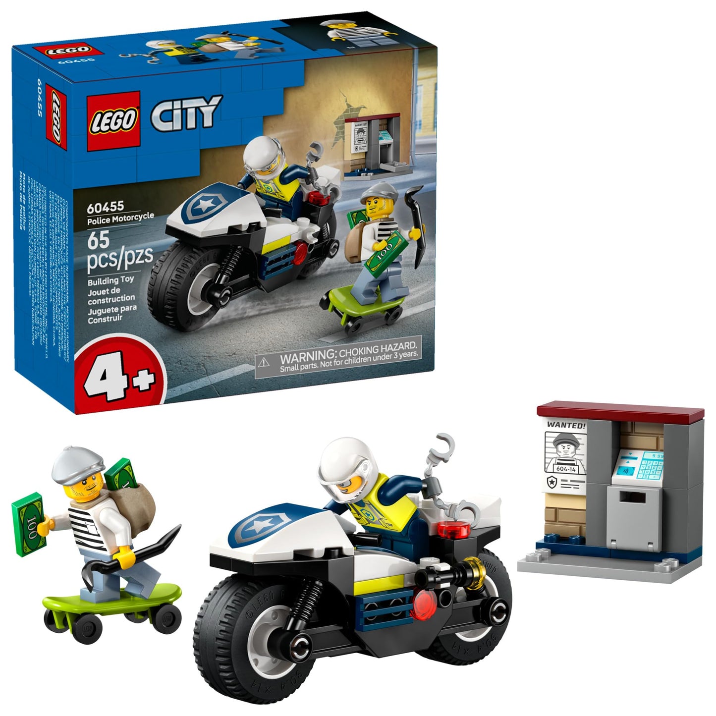 LEGO City Police Motorcycle Chase 60455 – Police Toy Set for Kids 4+