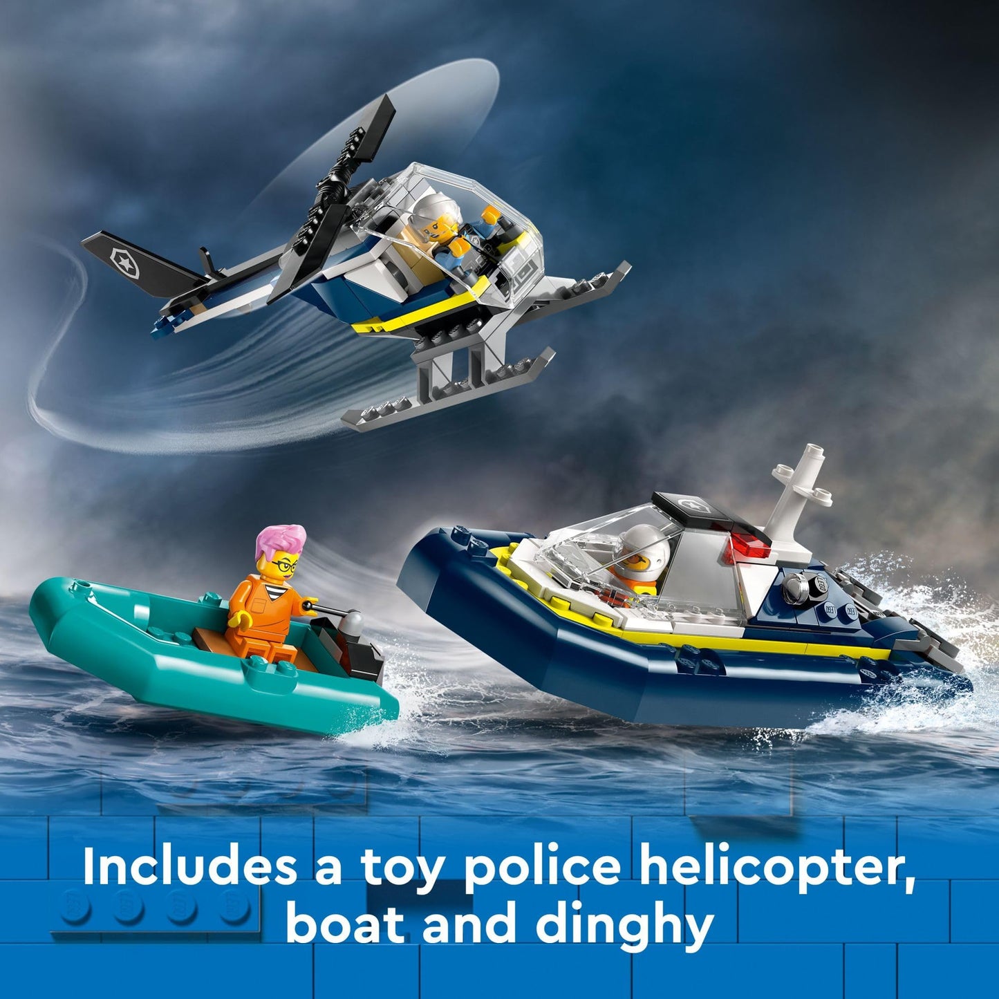 LEGO City Police Prison Island 60419 | 980-Piece Set with Helicopter, Boat & Minifigs