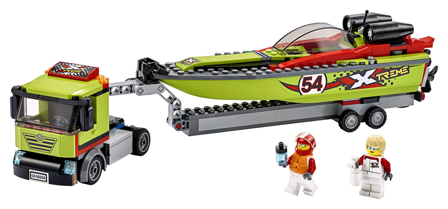 LEGO City Race Boat Transporter 60254 – 238-Piece Building Set with Truck & Floating Boat