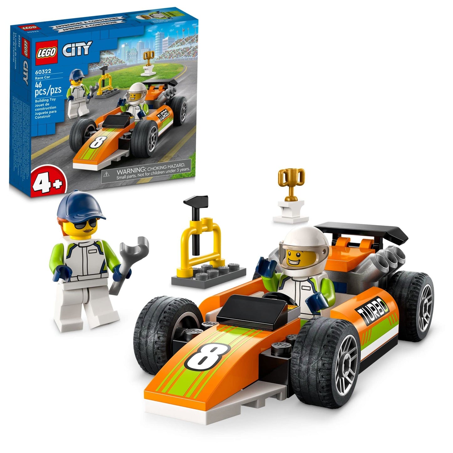 LEGO City Race Car 60322 – F1-Style Toy for 4+ Kids with Minifigures
