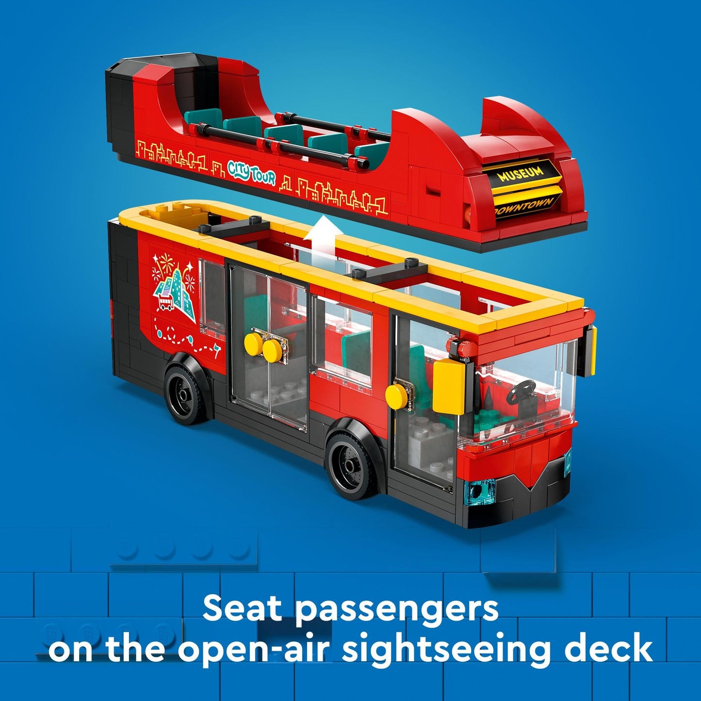 LEGO City Red Double-Decker Sightseeing Bus 60407 – 384-Piece London Bus Toy with 5 Minifigures