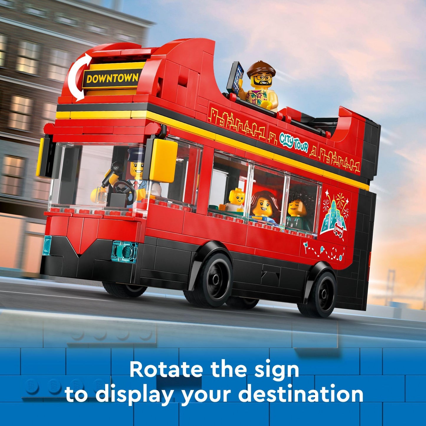 LEGO City Red Double-Decker Sightseeing Bus 60407 – 384-Piece London Bus Toy with 5 Minifigures