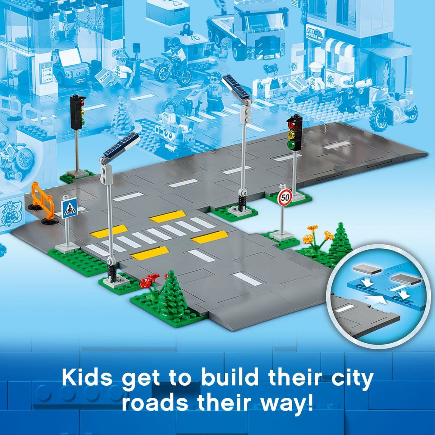 LEGO City Road Plates 60304 – Realistic Glow-in-the-Dark Road Network for Creative Play