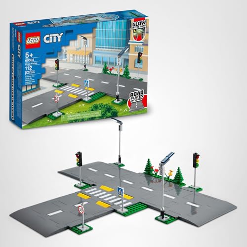 LEGO City Road Plates 60304 – Realistic Glow-in-the-Dark Road Network for Creative Play