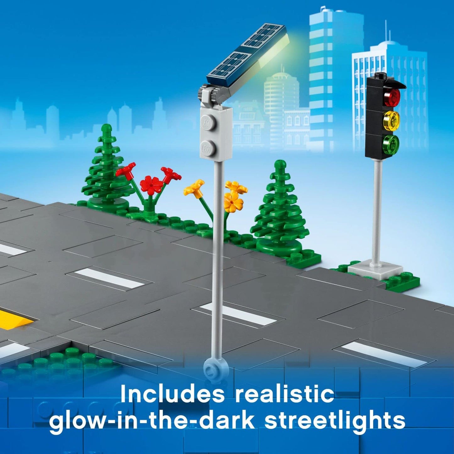 LEGO City Road Plates 60304 – Realistic Glow-in-the-Dark Road Network for Creative Play