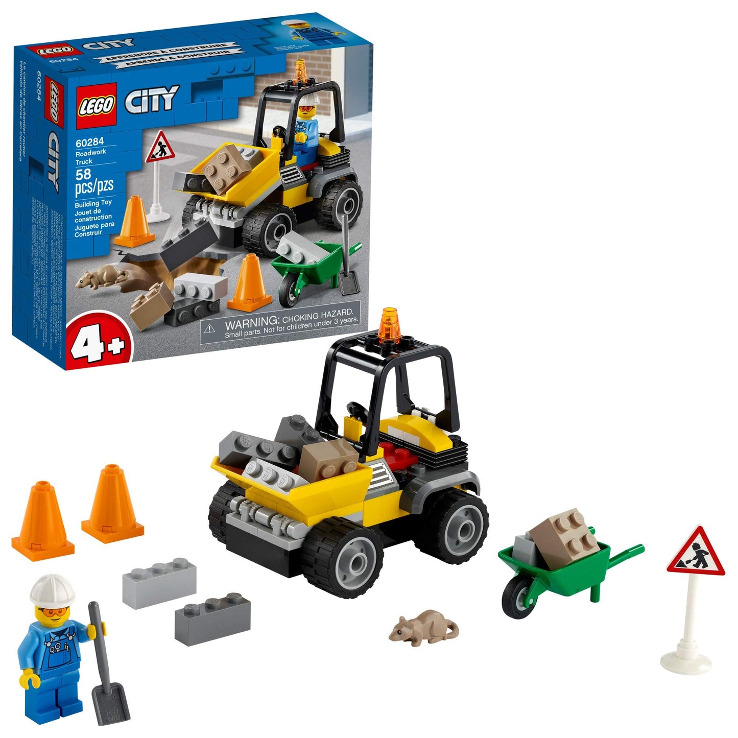 LEGO City Roadwork Truck 60284 – 58-Piece 4+ Construction Set (New 2021)