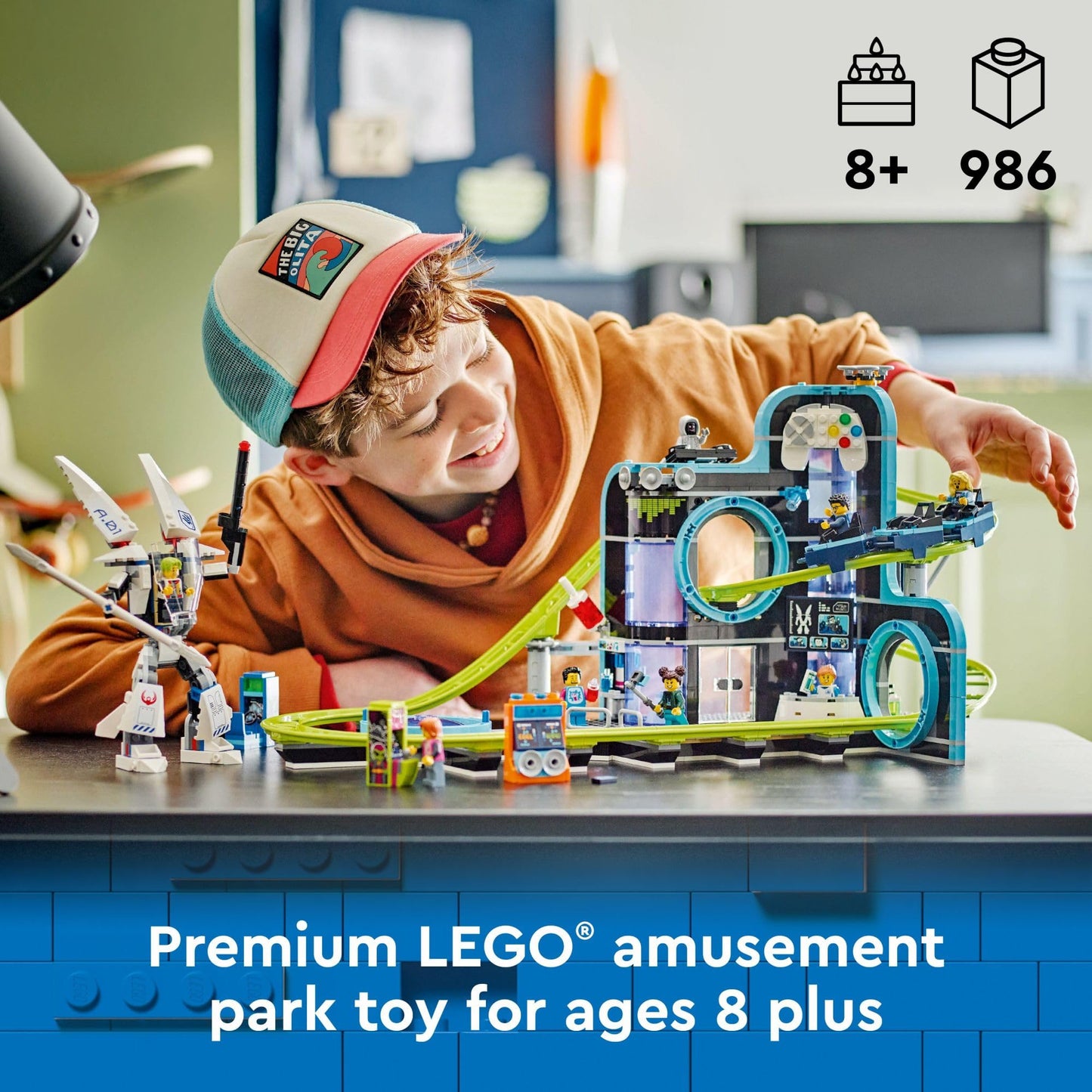 LEGO City Robot World Roller-Coaster Park (60421) – 986-Piece Building Set with Mech Figure & 8 Minifigures | Gift for Kids 8+