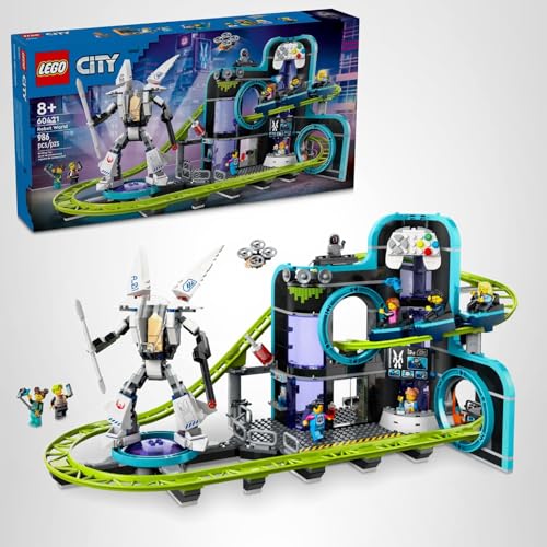 LEGO City Robot World Roller-Coaster Park (60421) – 986-Piece Building Set with Mech Figure & 8 Minifigures | Gift for Kids 8+