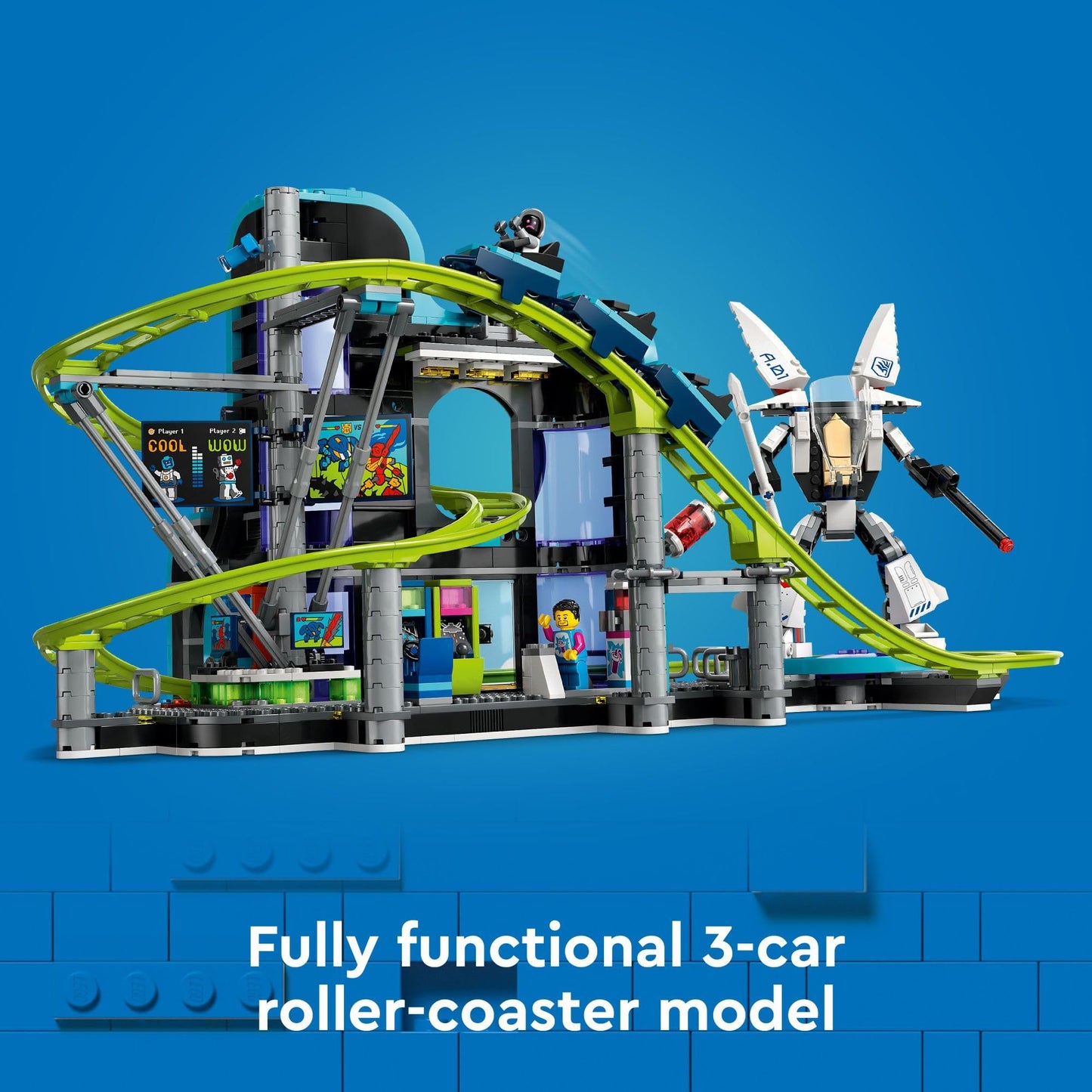 LEGO City Robot World Roller-Coaster Park (60421) – 986-Piece Building Set with Mech Figure & 8 Minifigures | Gift for Kids 8+