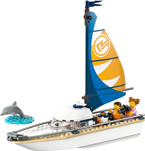 LEGO City 60438 Sailboat – 2 Minifigures, Builder App, Ages 5+