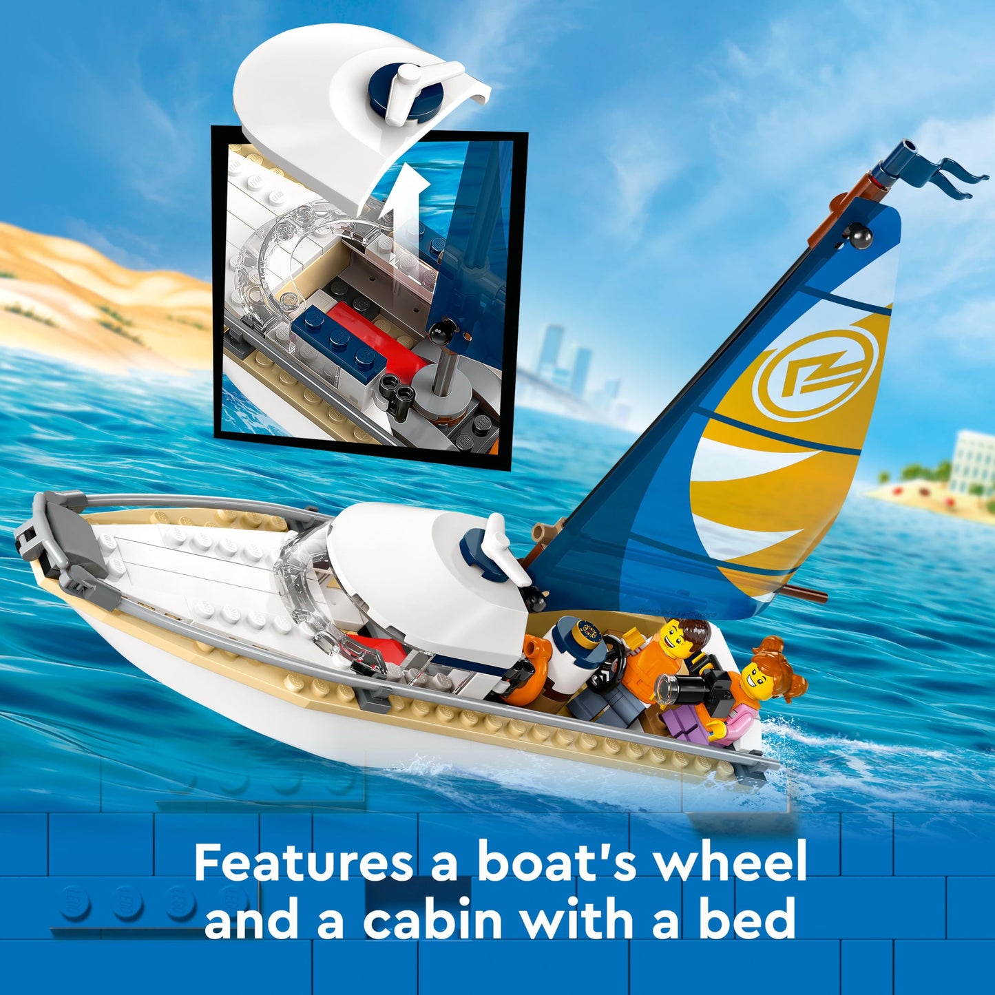 LEGO City 60438 Sailboat – 2 Minifigures, Builder App, Ages 5+