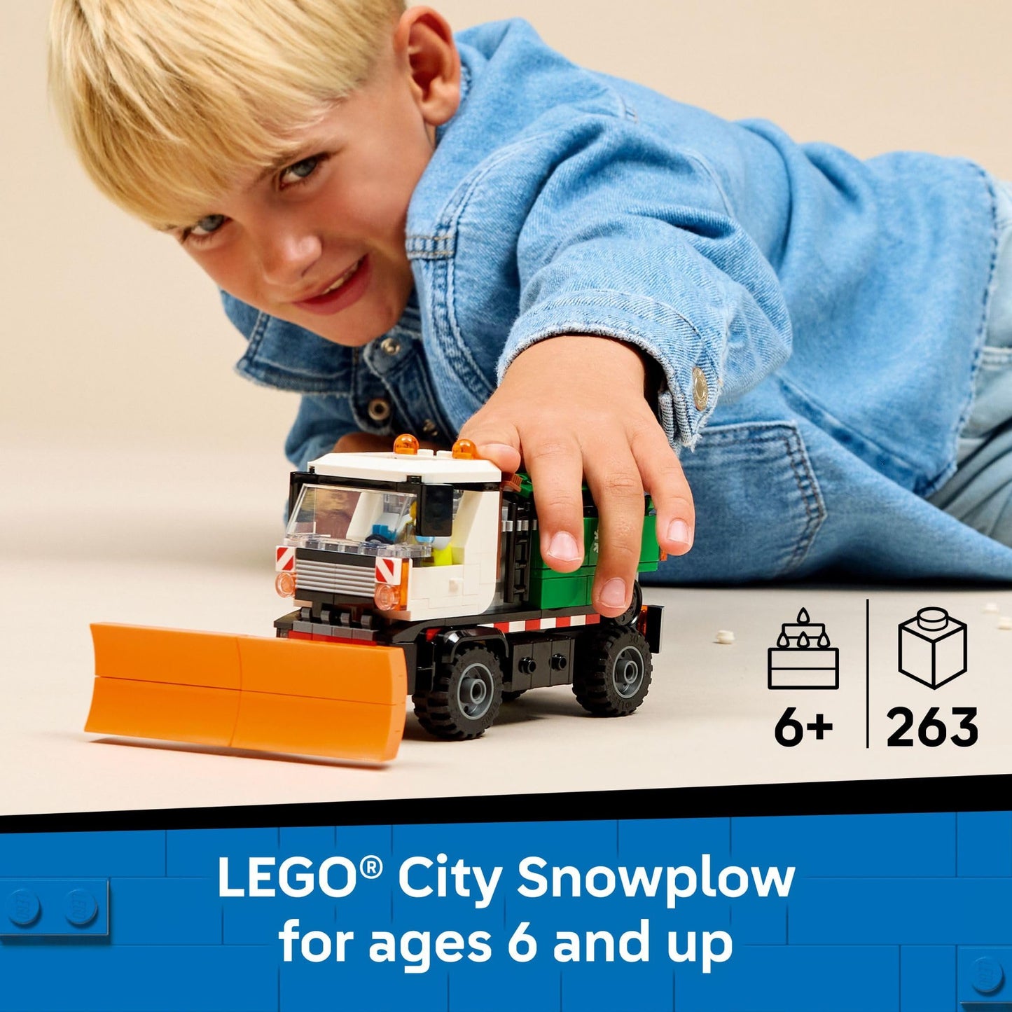 LEGO City Snowplow Truck (60490) | Building Toy for Kids 5+ with Movable Plow & Salt Spreader