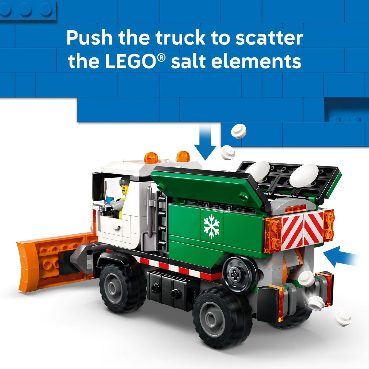 LEGO City Snowplow Truck (60490) | Building Toy for Kids 5+ with Movable Plow & Salt Spreader