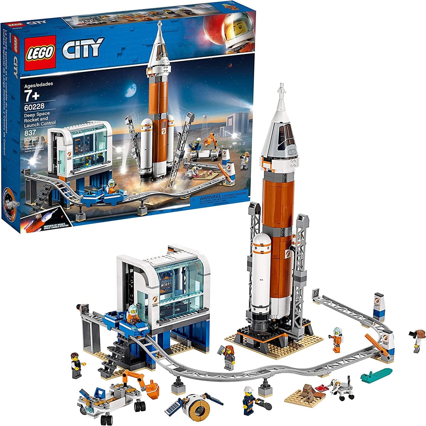 LEGO City Space Deep Space Rocket & Launch Control 60228 – 837-Piece STEM Toy