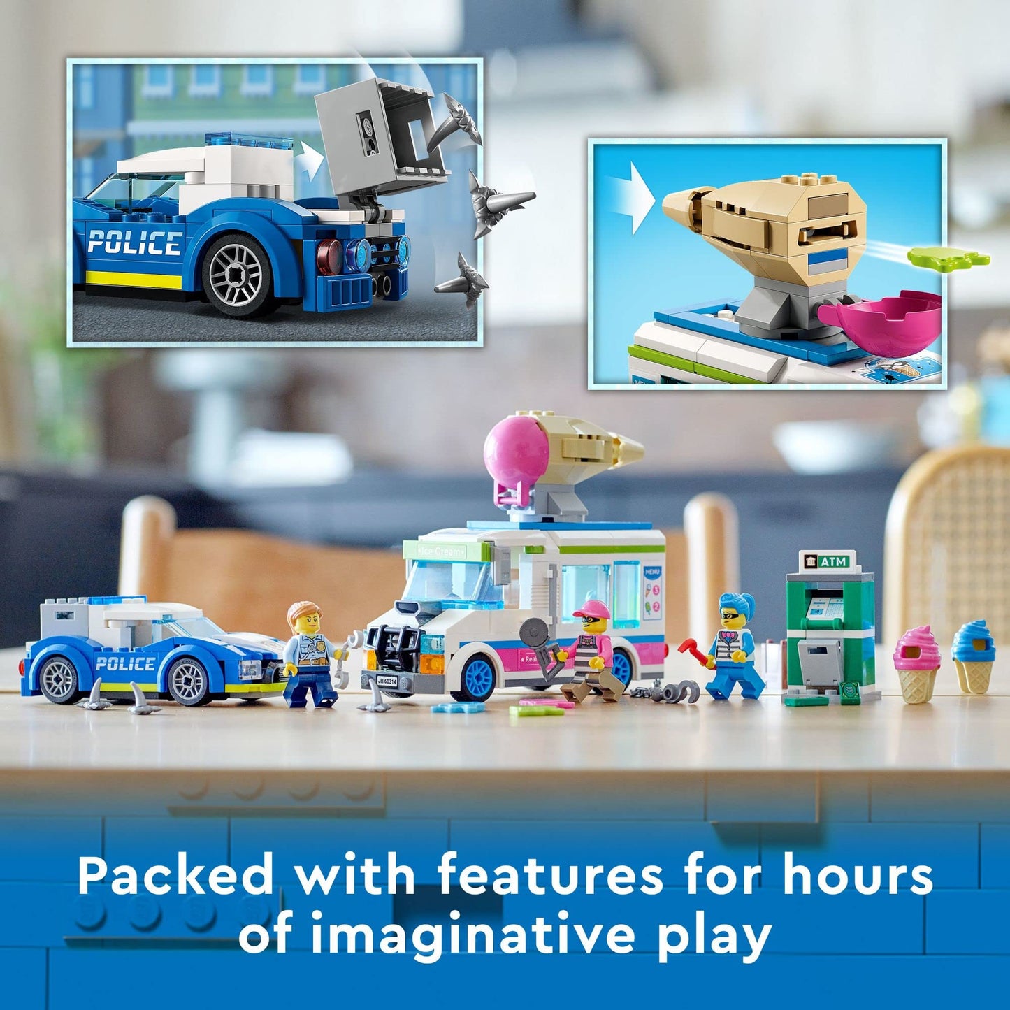 LEGO City Ice Cream Truck Police Chase Van 60314 – 317 Pieces | City Police Toy for 5+