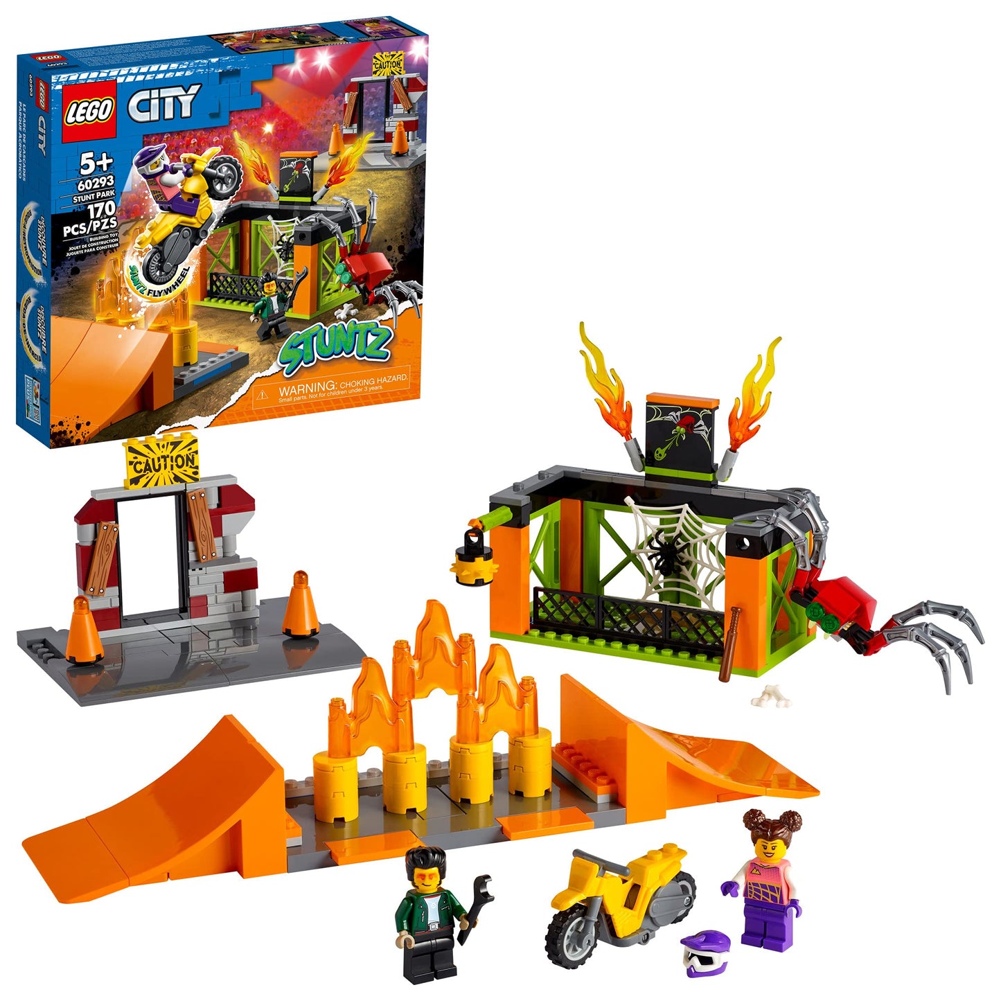 LEGO City Stunt Park 60293 Building Kit – 170 Pieces | Flywheel Stunt Bike Playset