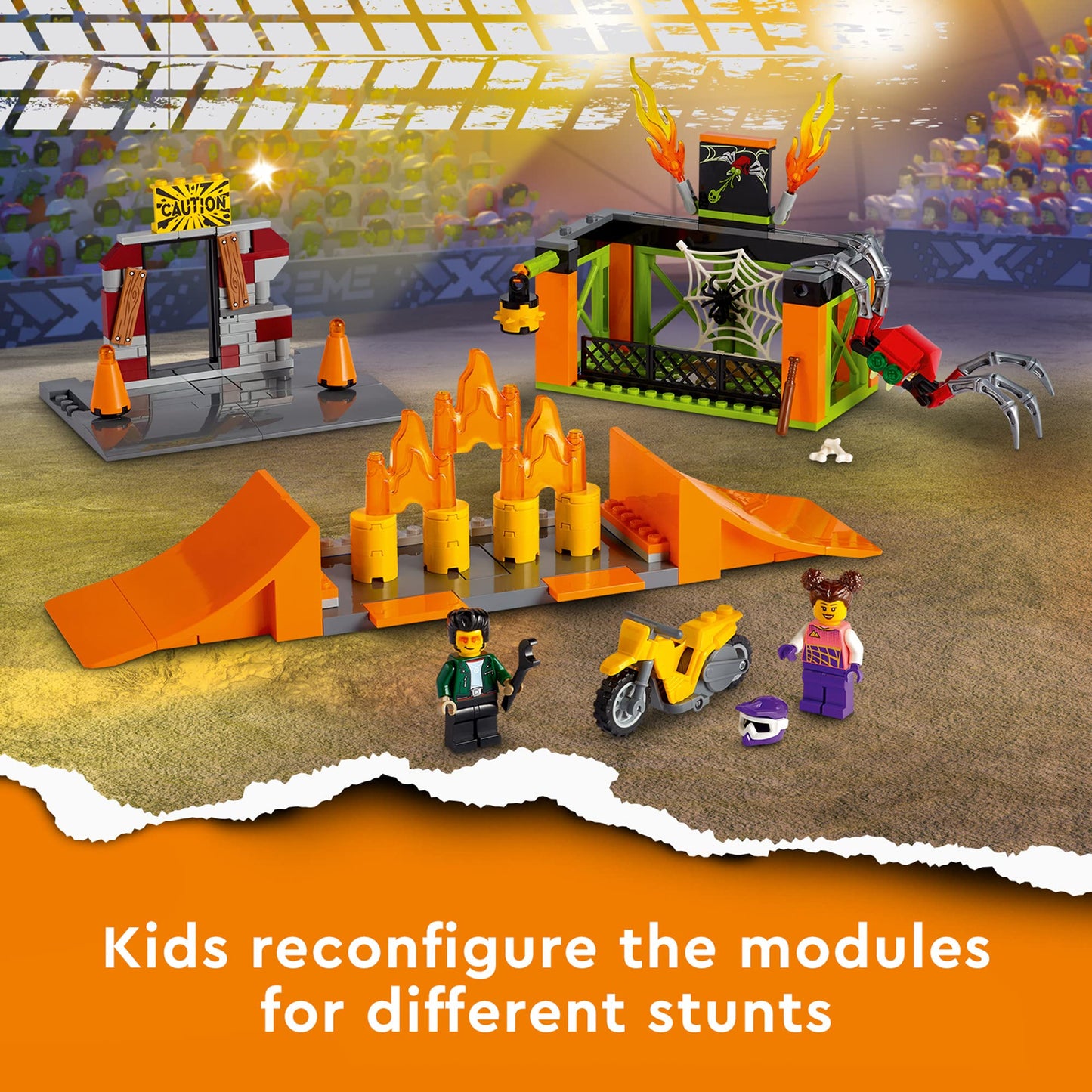 LEGO City Stunt Park 60293 Building Kit – 170 Pieces | Flywheel Stunt Bike Playset
