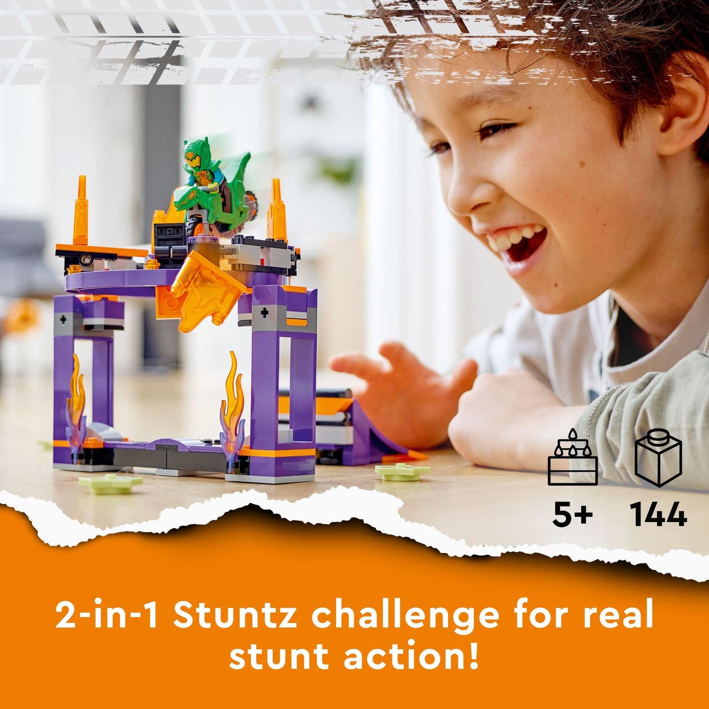 LEGO City Stuntz Dunk Stunt Ramp Challenge (60359) – 2-in-1 Flywheel Motorcycle & Stunt Rider