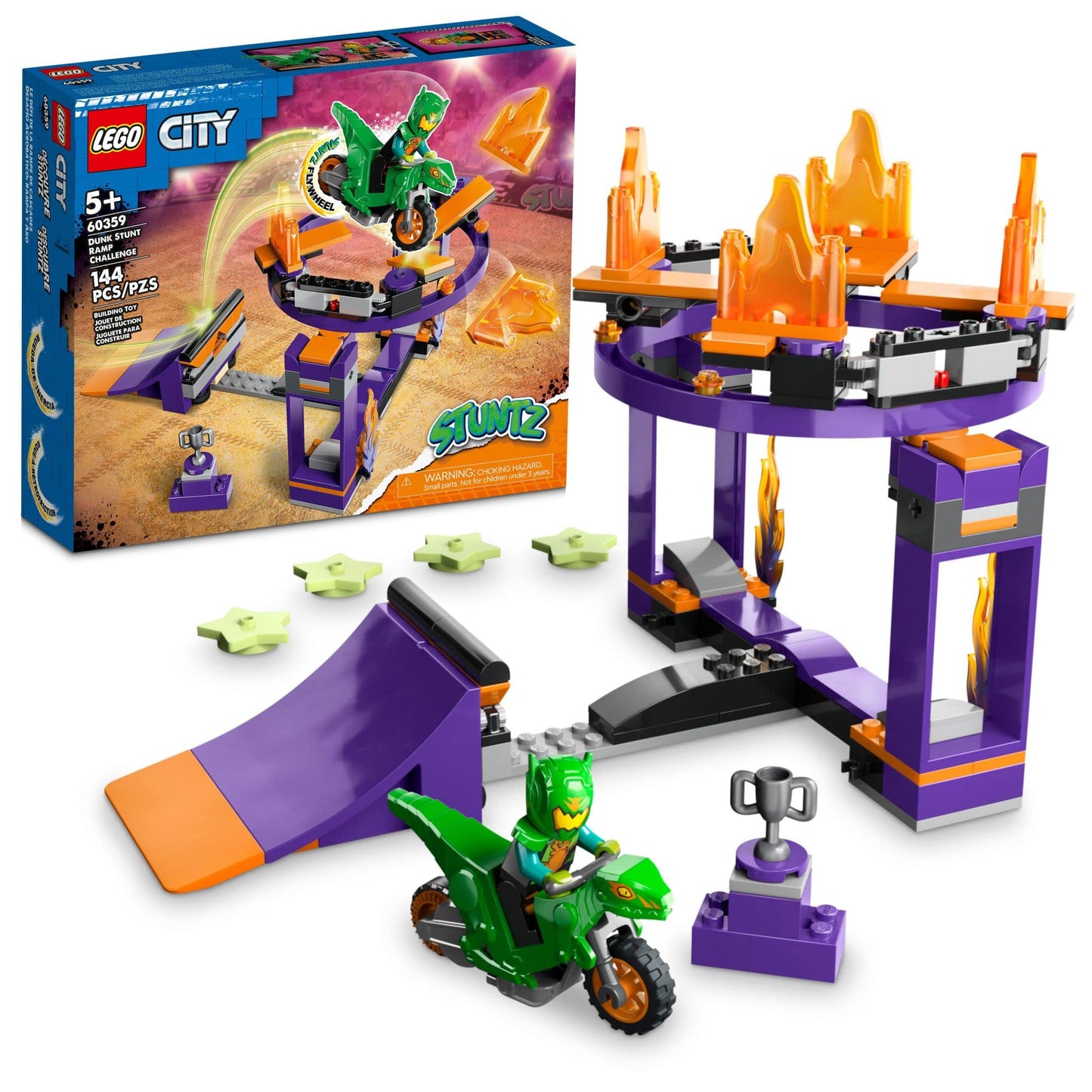 LEGO City Stuntz Dunk Stunt Ramp Challenge (60359) – 2-in-1 Flywheel Motorcycle & Stunt Rider