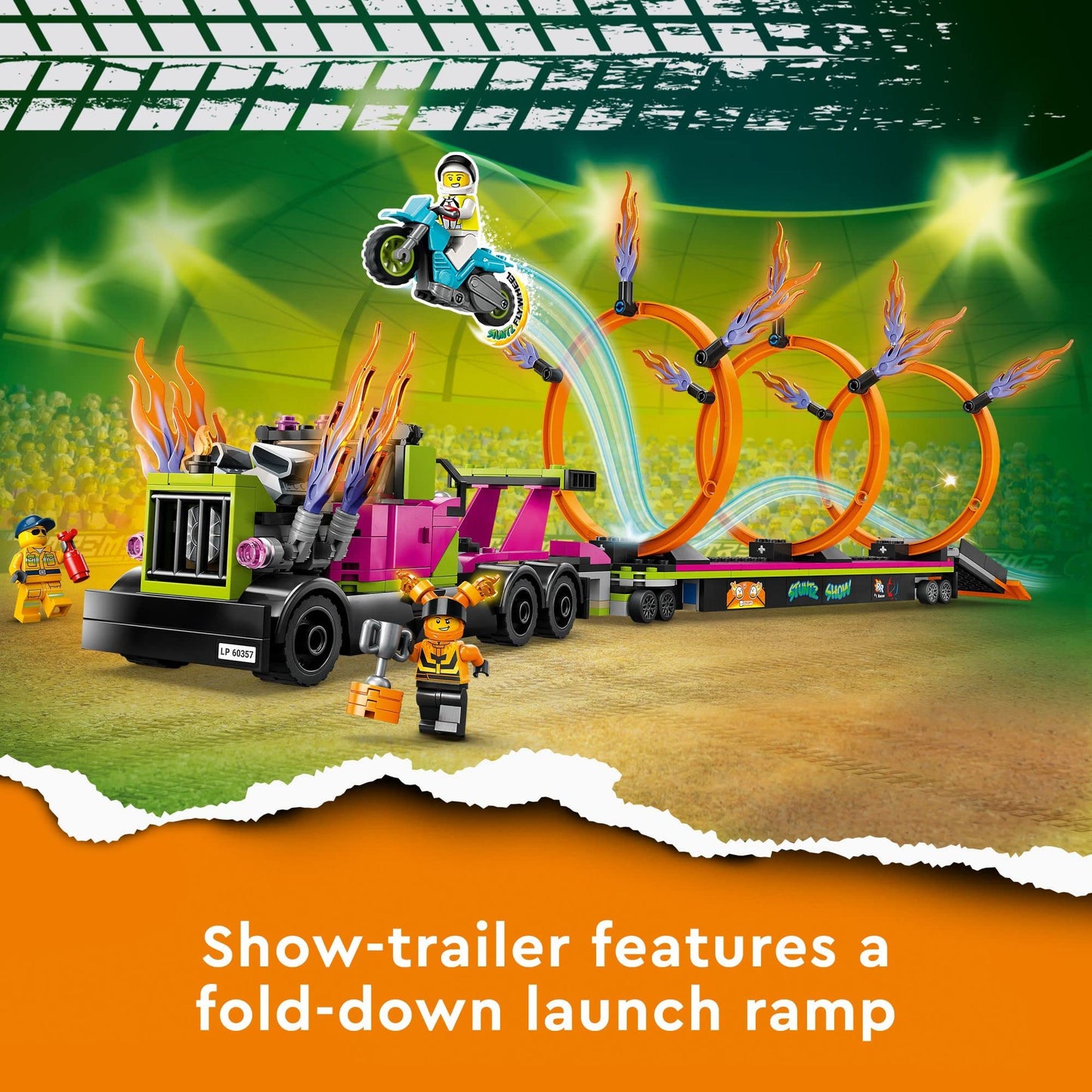LEGO City Stuntz Stunt Truck & Ring of Fire 60357 — Flywheel Motorcycle Included