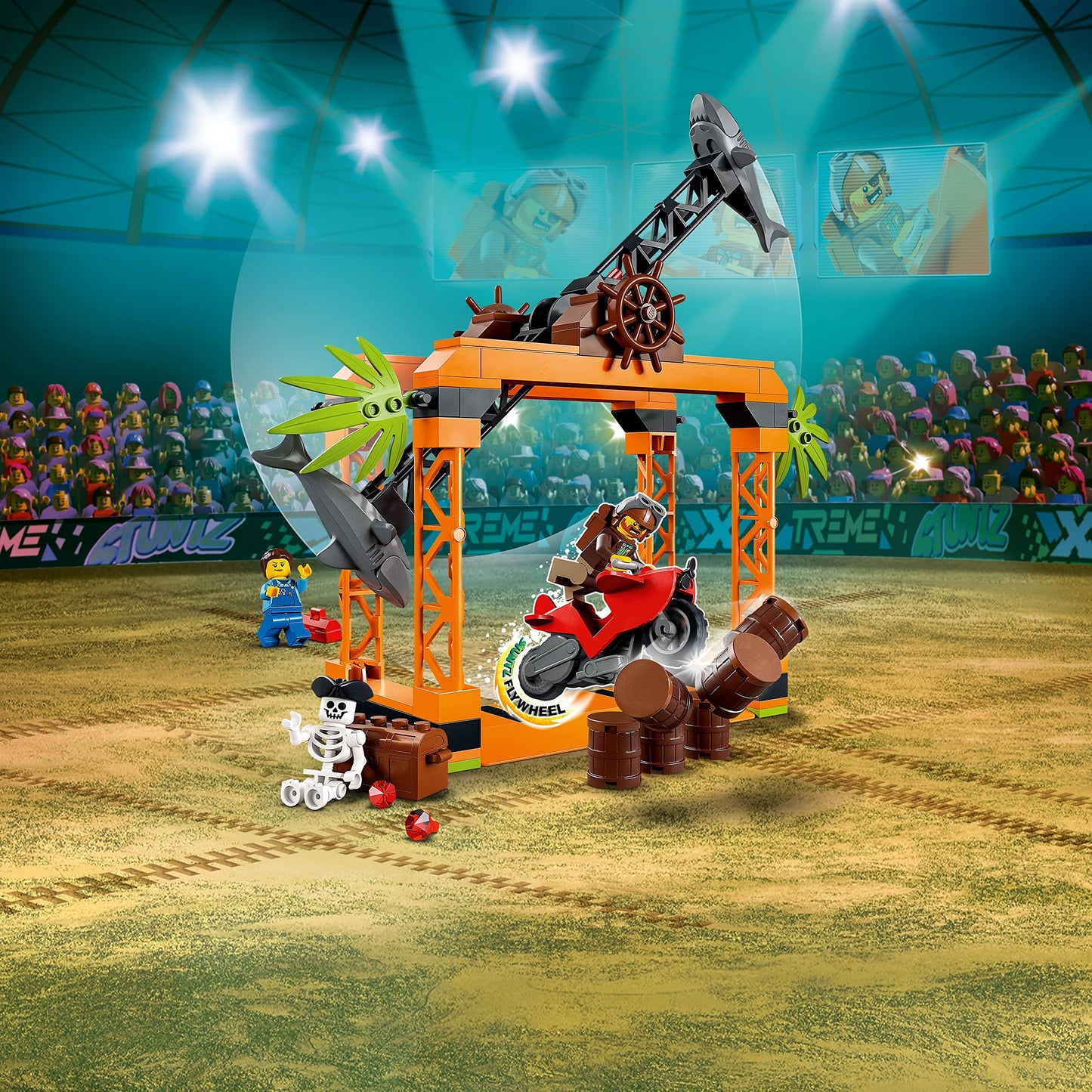 LEGO City Stuntz Shark Attack Stunt Challenge 60342 – Flywheel Stunt Bike & Minifigures