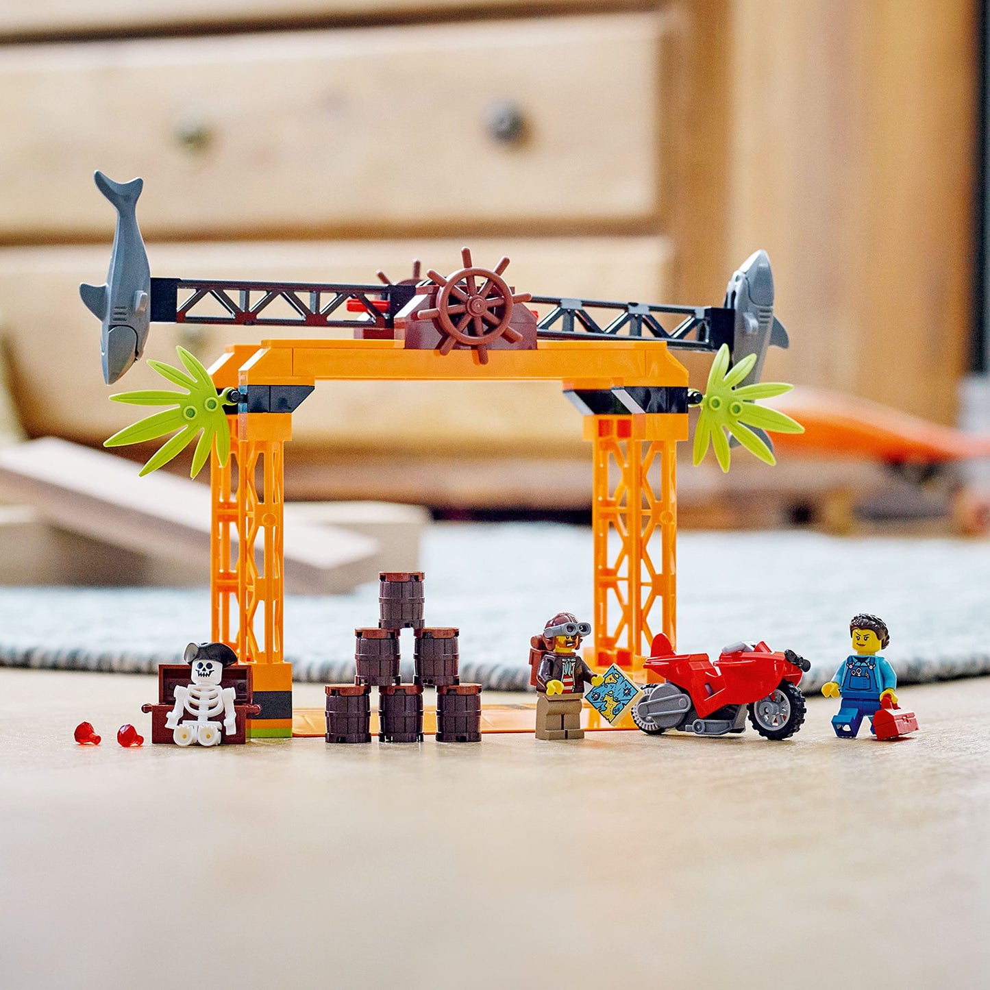 LEGO City Stuntz Shark Attack Stunt Challenge 60342 – Flywheel Stunt Bike & Minifigures