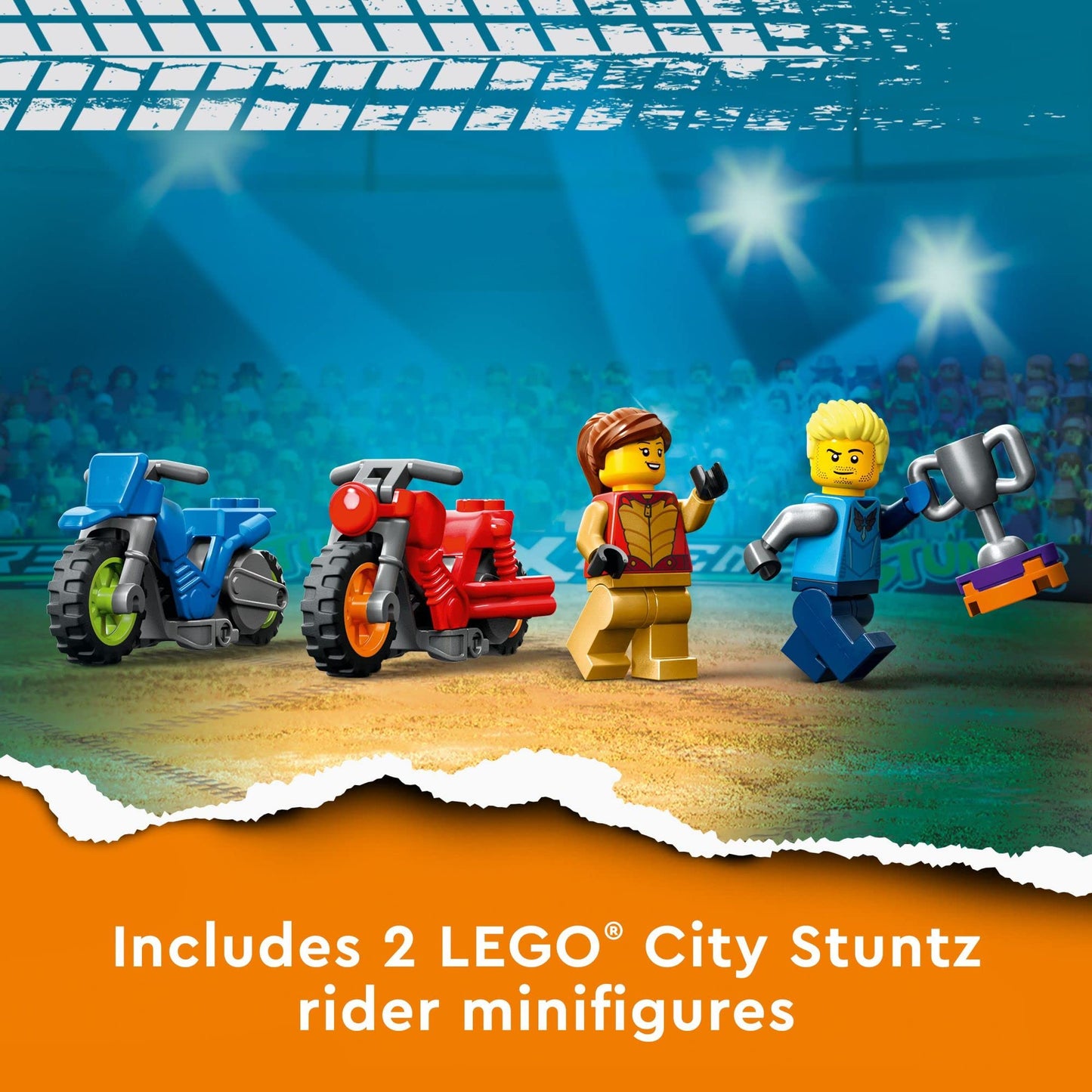 LEGO City Stuntz Spinning Stunt Challenge 60360 – 2-Player Ring, Ramps & Flywheel Motorcycles