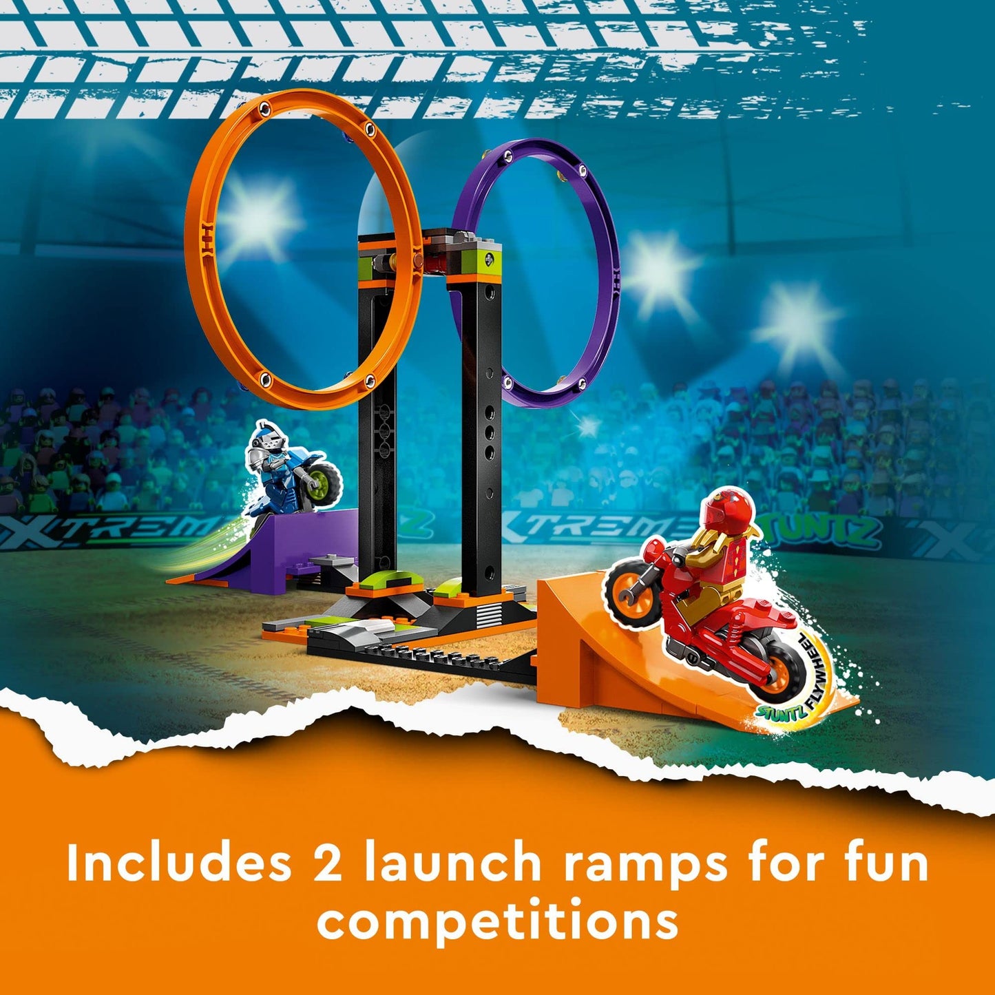 LEGO City Stuntz Spinning Stunt Challenge 60360 – 2-Player Ring, Ramps & Flywheel Motorcycles