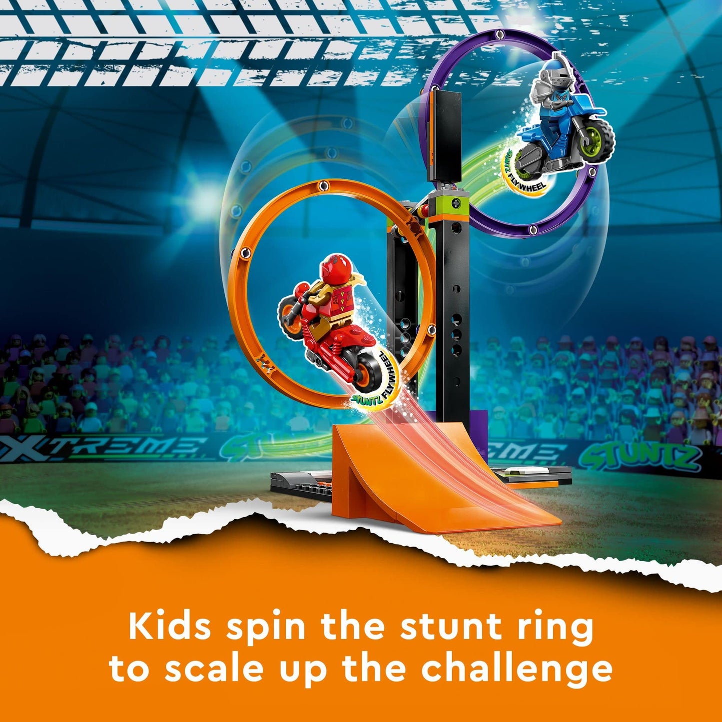 LEGO City Stuntz Spinning Stunt Challenge 60360 – 2-Player Ring, Ramps & Flywheel Motorcycles