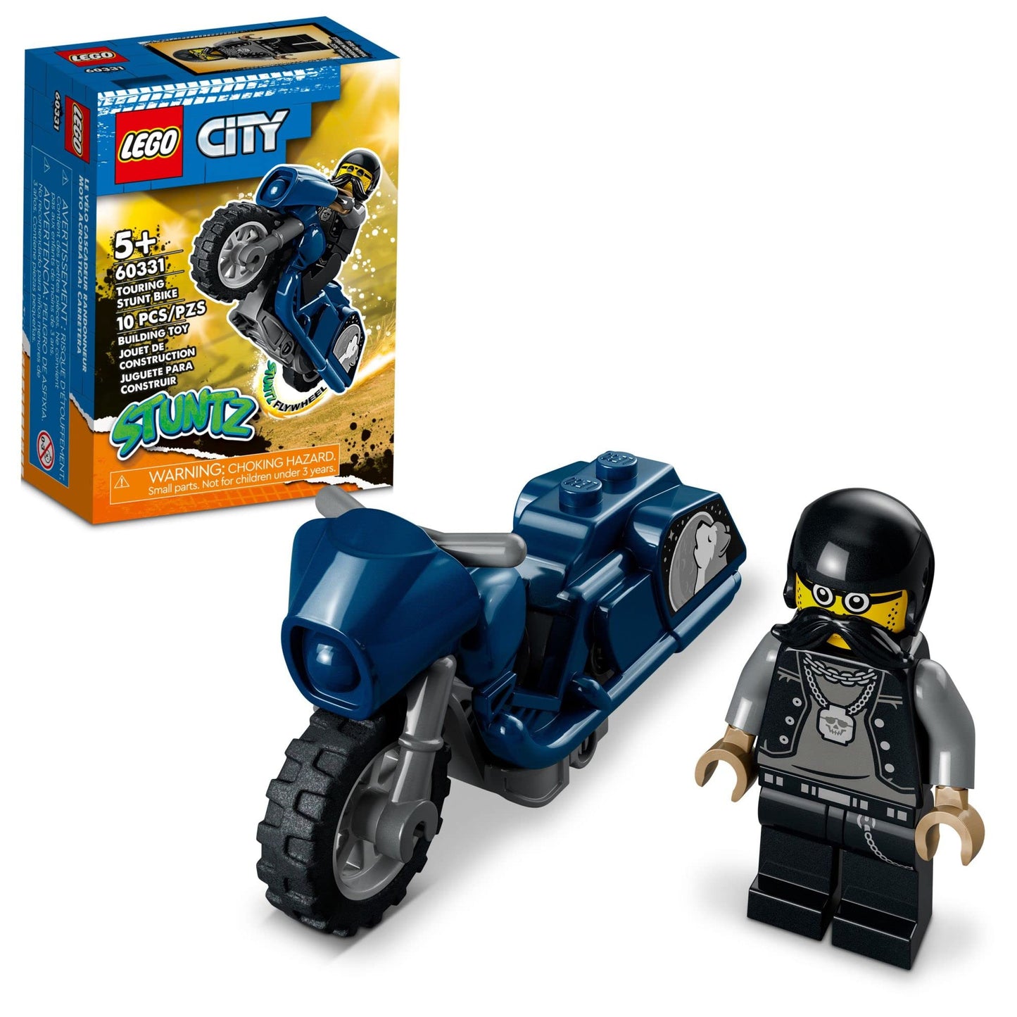 LEGO City Stuntz Touring Stunt Bike 60331 – Flywheel-Powered Toy Bike for Kids Aged 5+