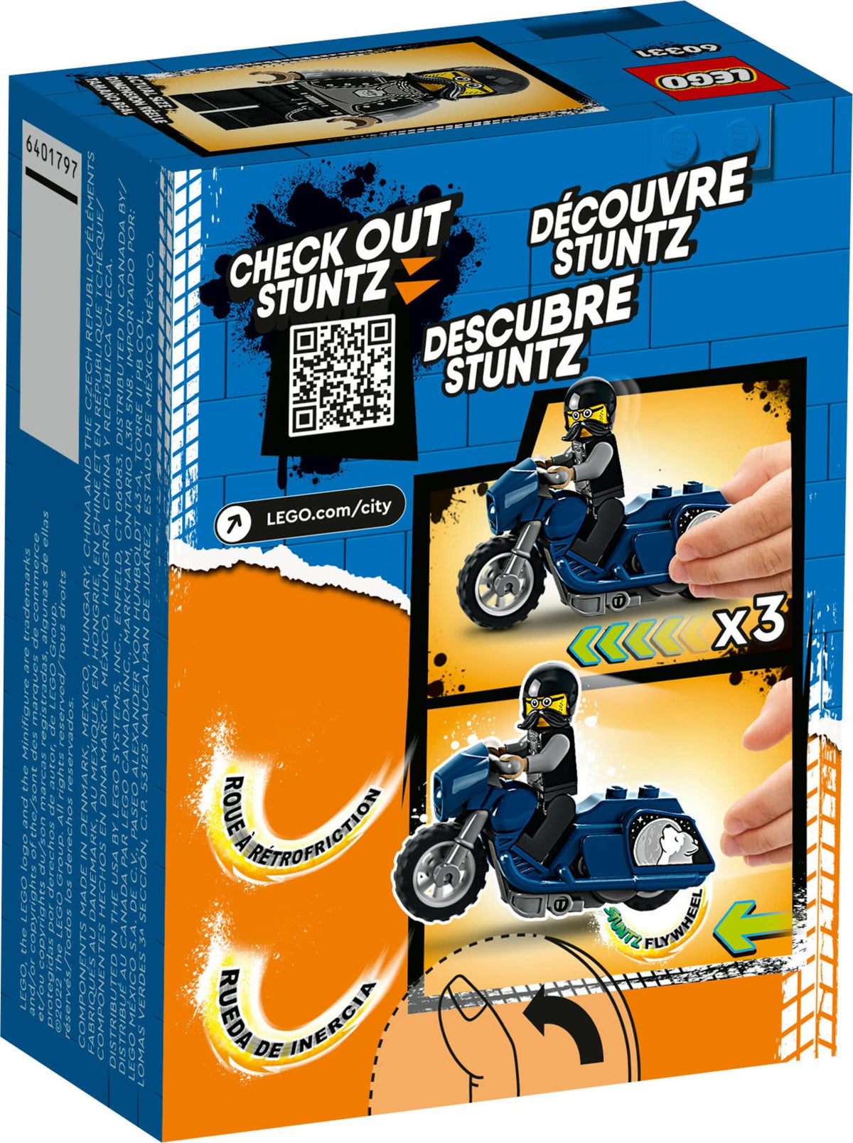 LEGO City Stuntz Touring Stunt Bike 60331 – Flywheel-Powered Toy Bike for Kids Aged 5+