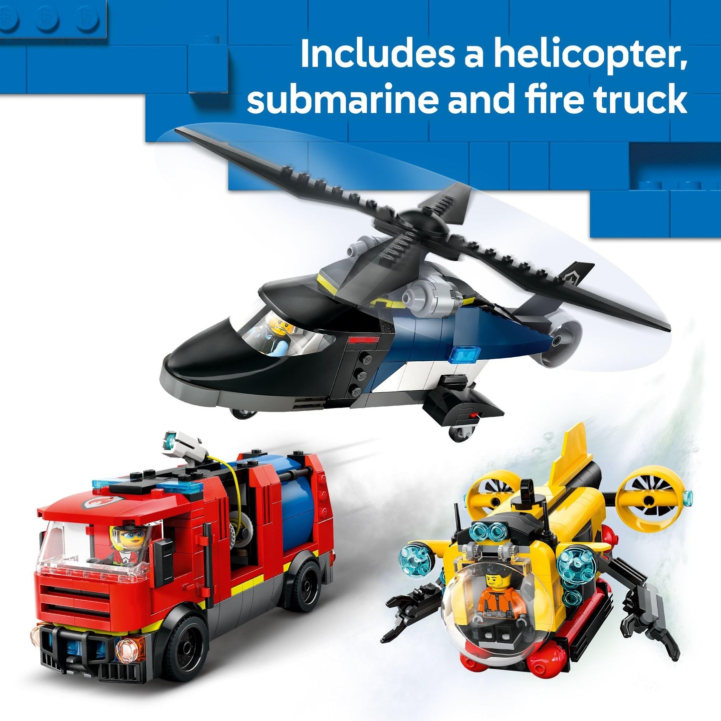 LEGO City 60462 Remix: 3-in-1 Helicopter, Fire Truck & Submarine