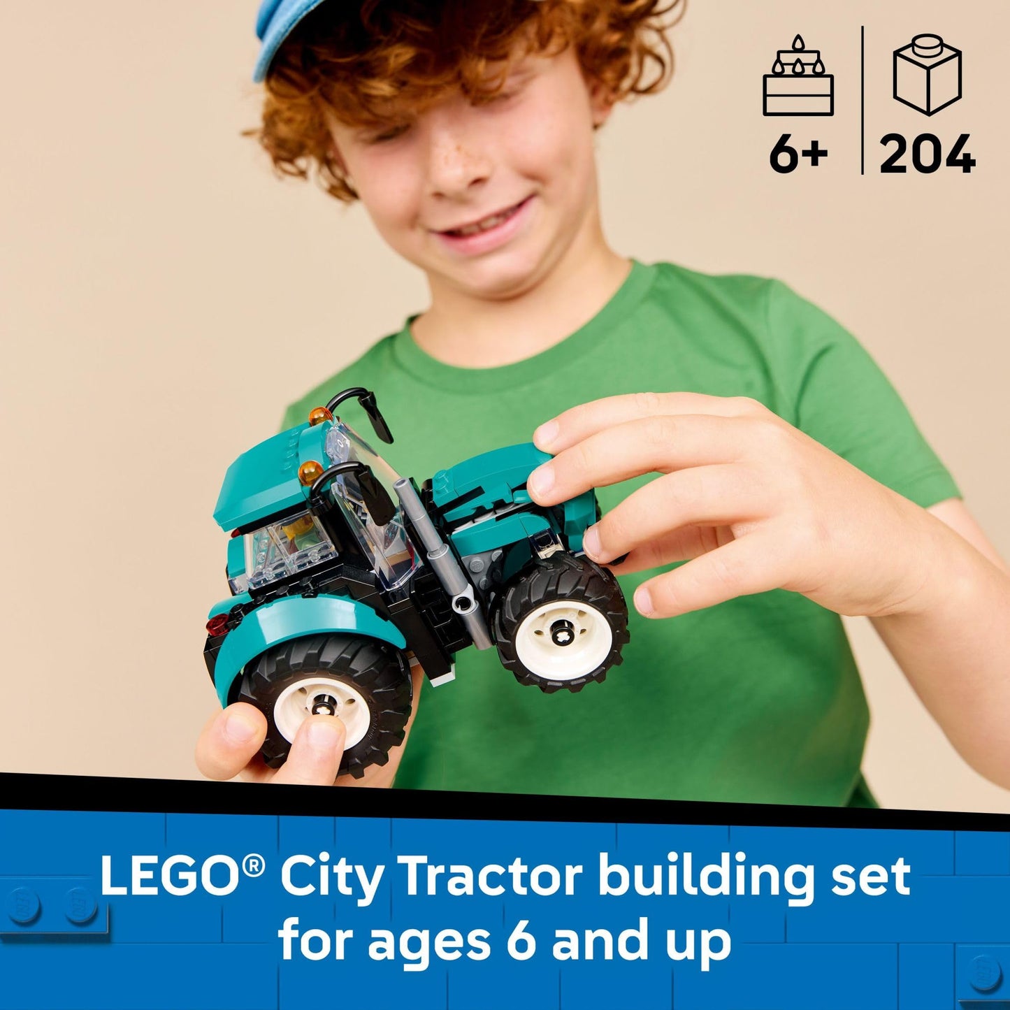 LEGO City Farm Tractor 60498 – Buildable Tractor Toy with Farmer Minifigure