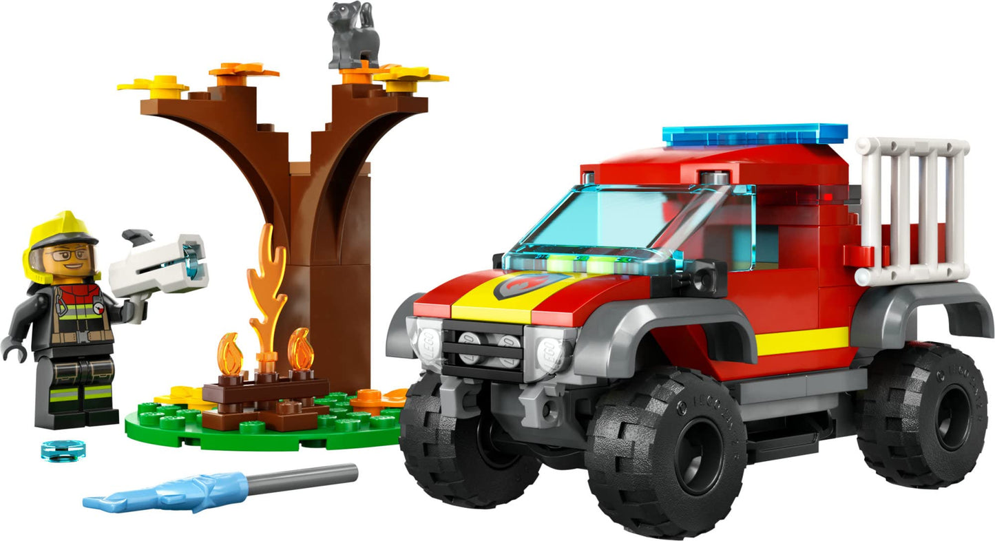 LEGO City 60393 4x4 Fire Engine Rescue – Firefighter Minifigure & Cat Playset