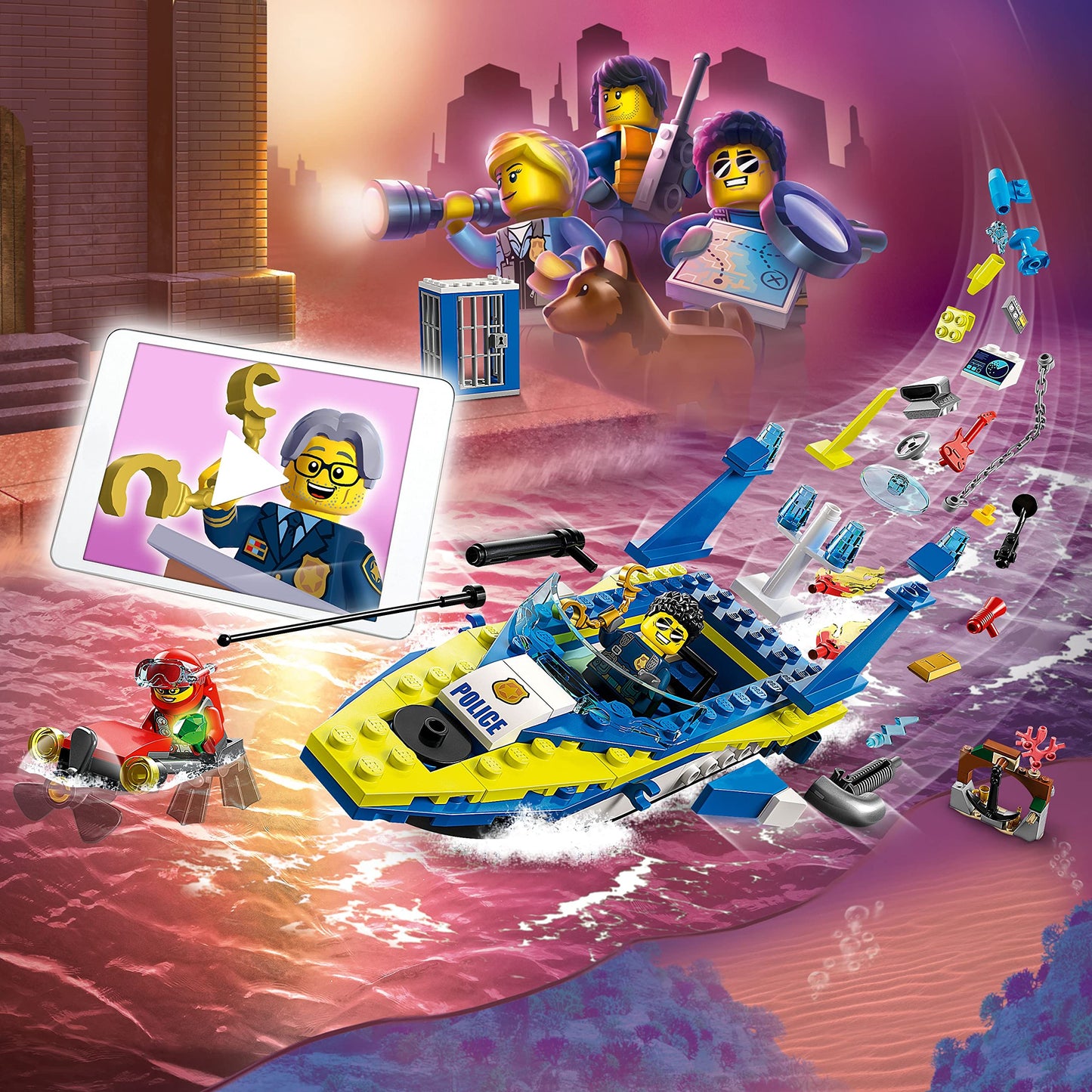 LEGO City Water Police Detective Missions 60355 – Interactive Digital Building Toy for Kids 6+