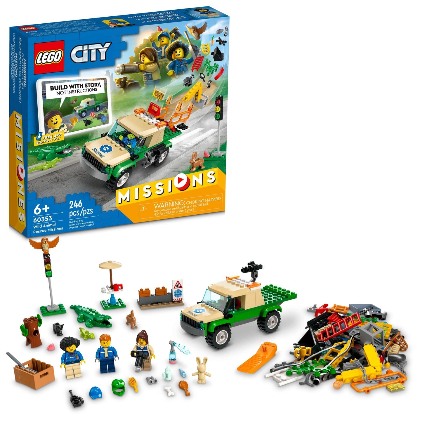 LEGO City Wild Animal Rescue Missions 60353 – Interactive Building Toy for Kids 6+ (246 Pieces)