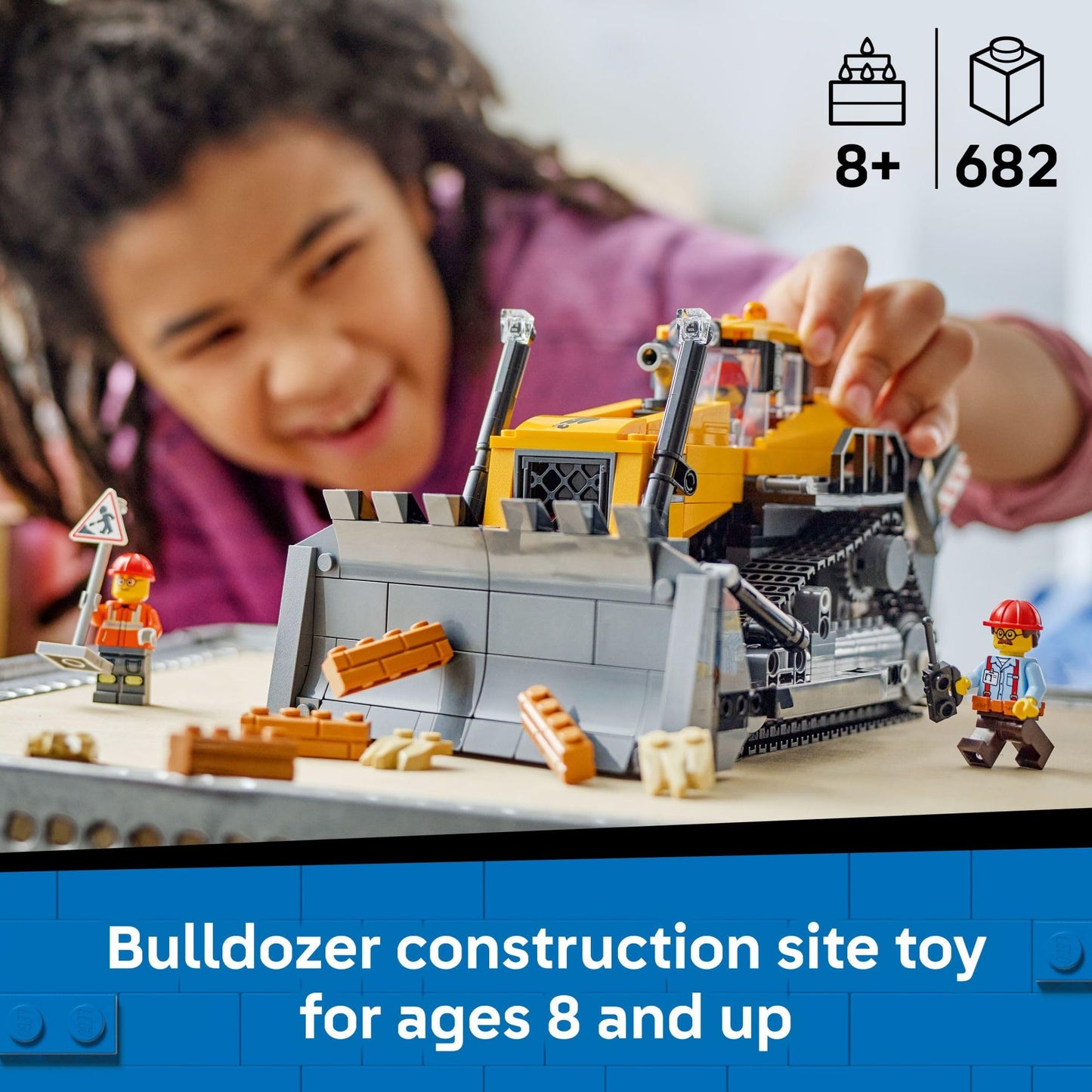 LEGO City Yellow Bulldozer 60466 – Realistic Construction Toy for Kids 8+