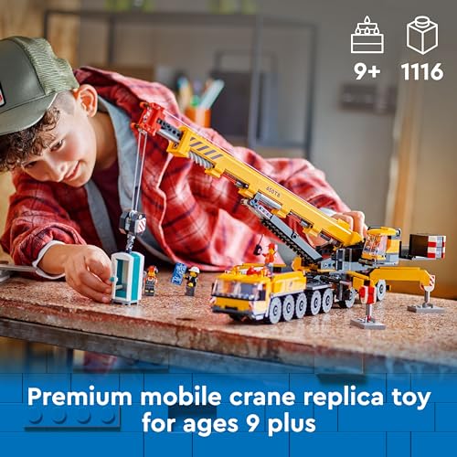LEGO City 60409 Yellow Mobile Construction Crane | Building Playset for Kids 9+
