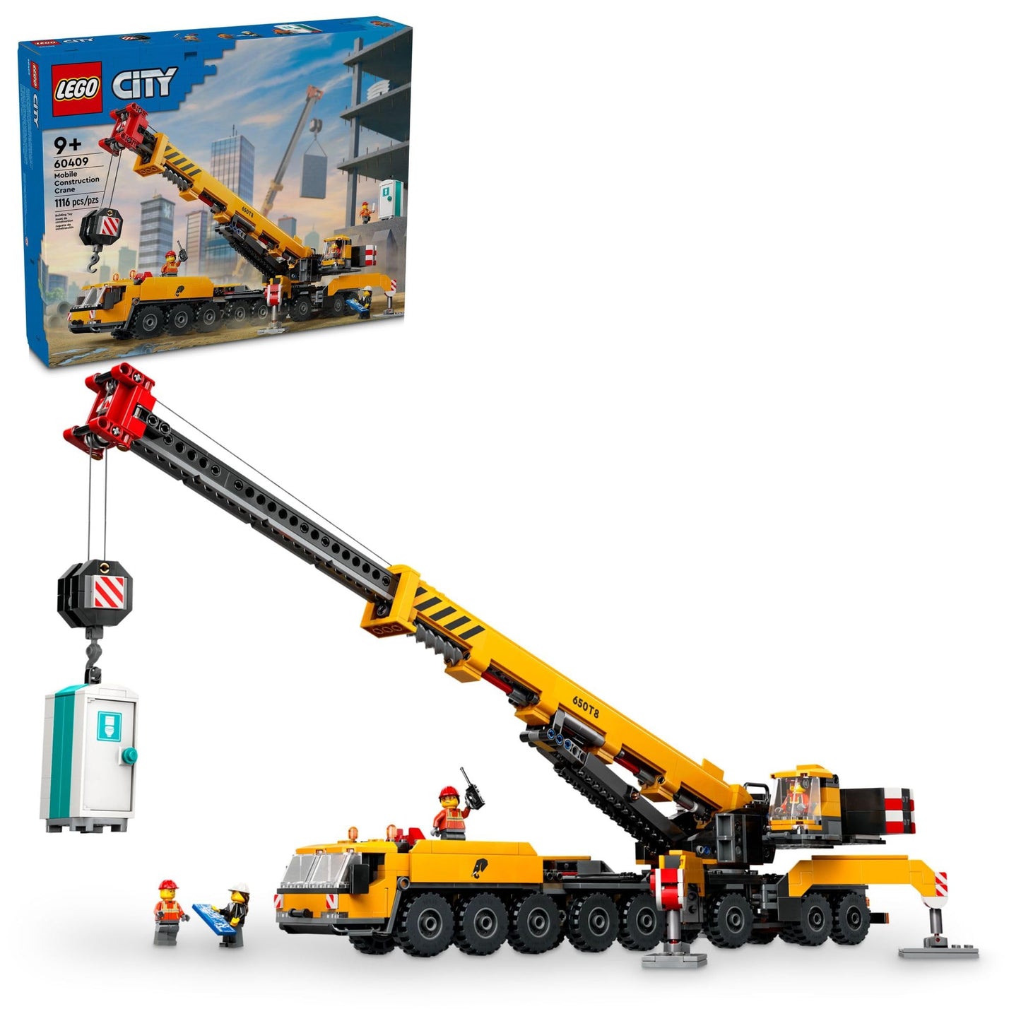 LEGO City Yellow Mobile Construction Crane 60409 – Realistic Construction Toy for Kids 9+