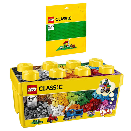LEGO Classic 10696 & 10700 – Building Blocks Box with Green Base Plate | Creative Construction Toy for Kids