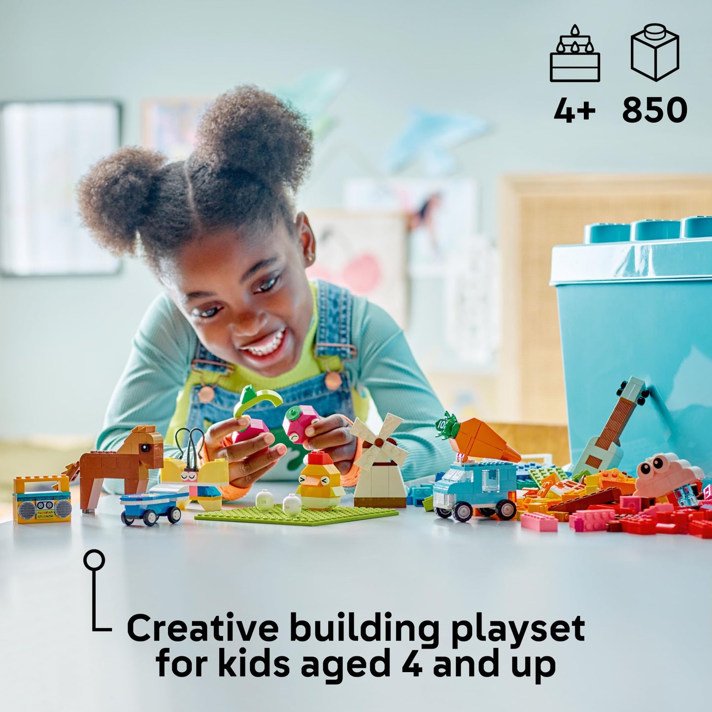 LEGO Classic Vibrant Creative Brick Box 850 Pieces | Colorful Building Toy for Kids 4+