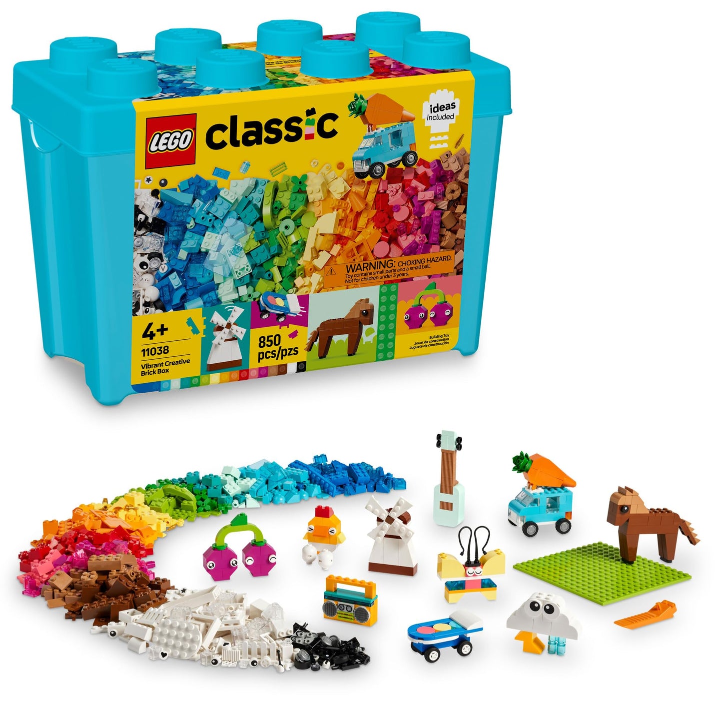 LEGO Classic Vibrant Creative Brick Box 850 Pieces | Colorful Building Toy for Kids 4+