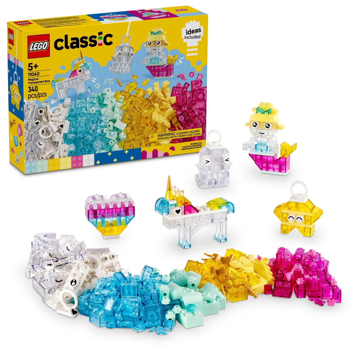 LEGO Classic Magical Transparent Box (11040) – Colorful Preschool Building Toy for Ages 5+