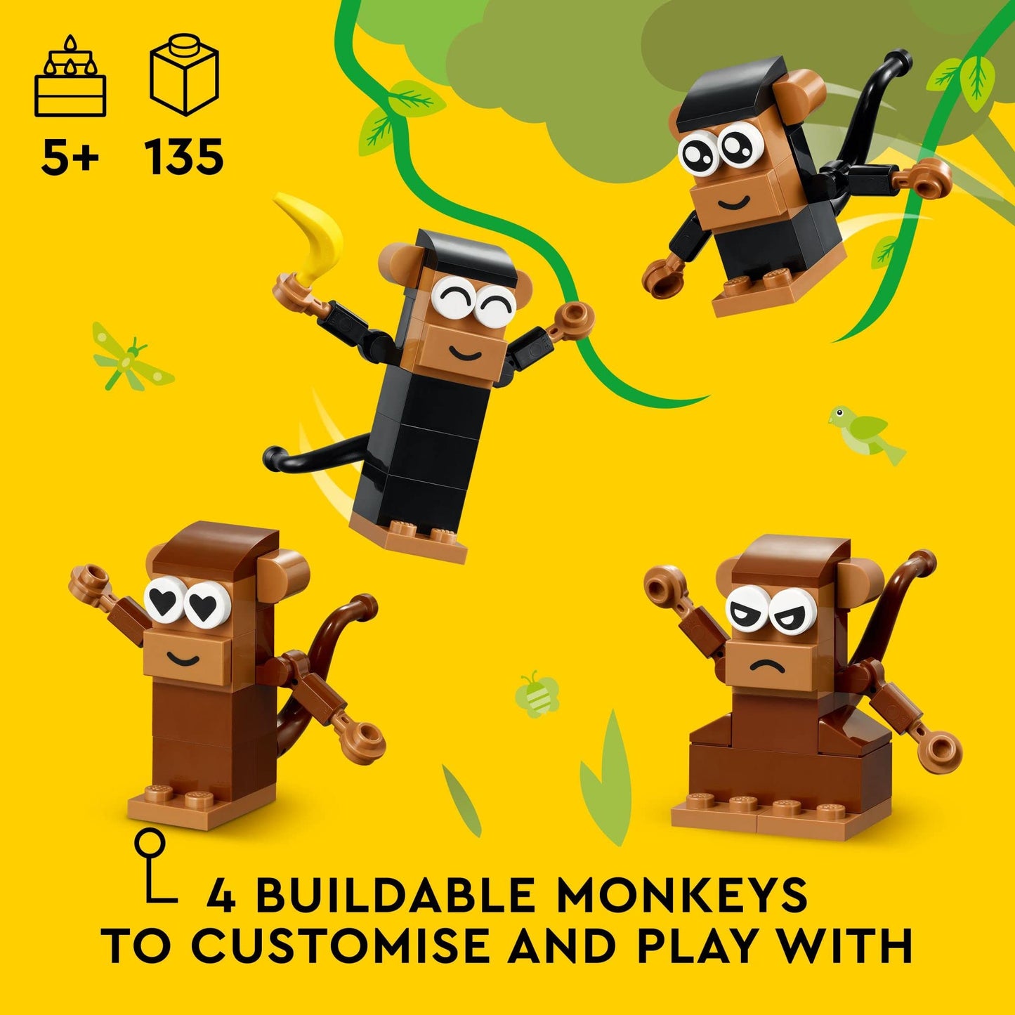 LEGO Classic Creative Monkey Fun 11031 – Build 4 Playful Monkeys (Ages 5+)