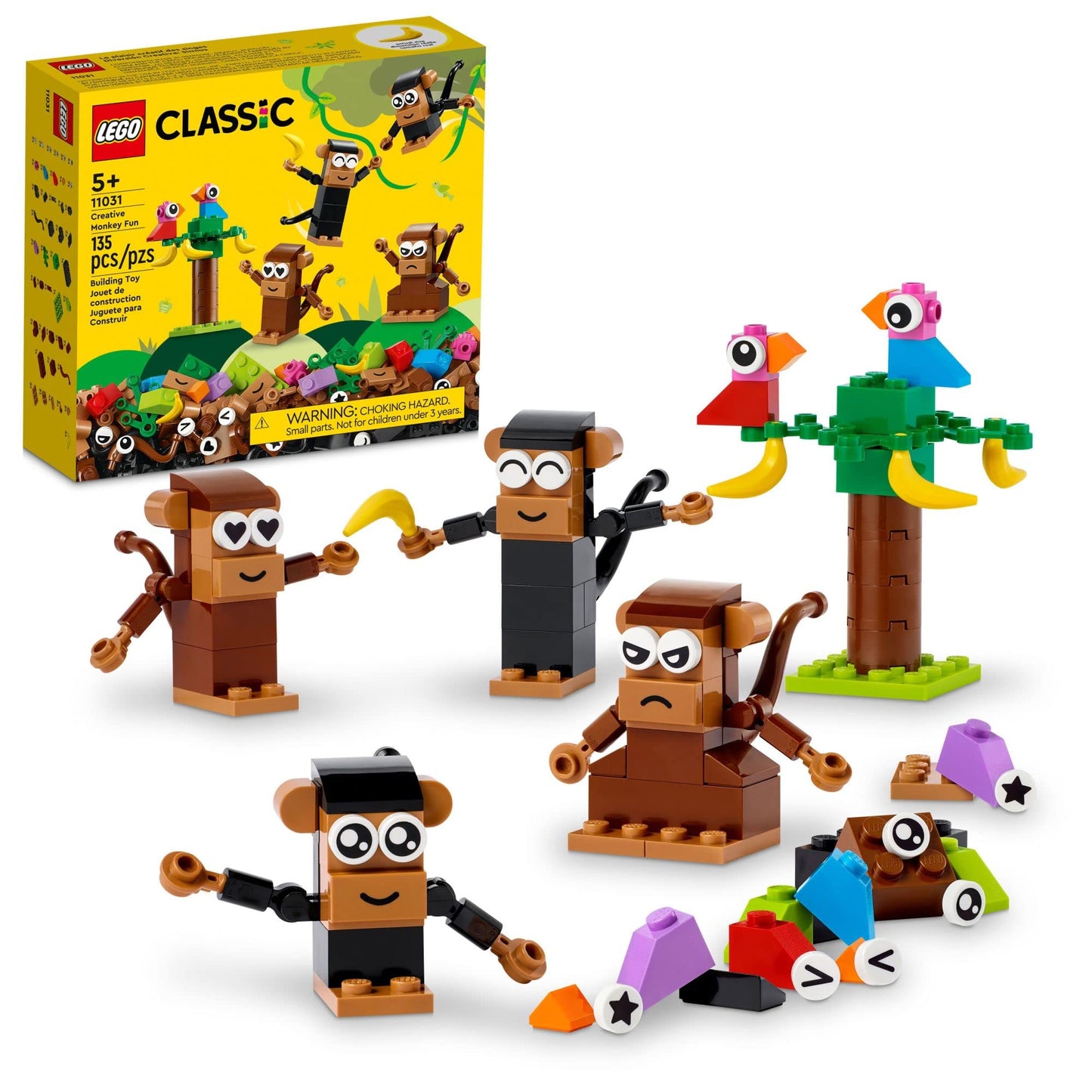 LEGO Classic Creative Monkey Fun 11031 – Build 4 Playful Monkeys (Ages 5+)