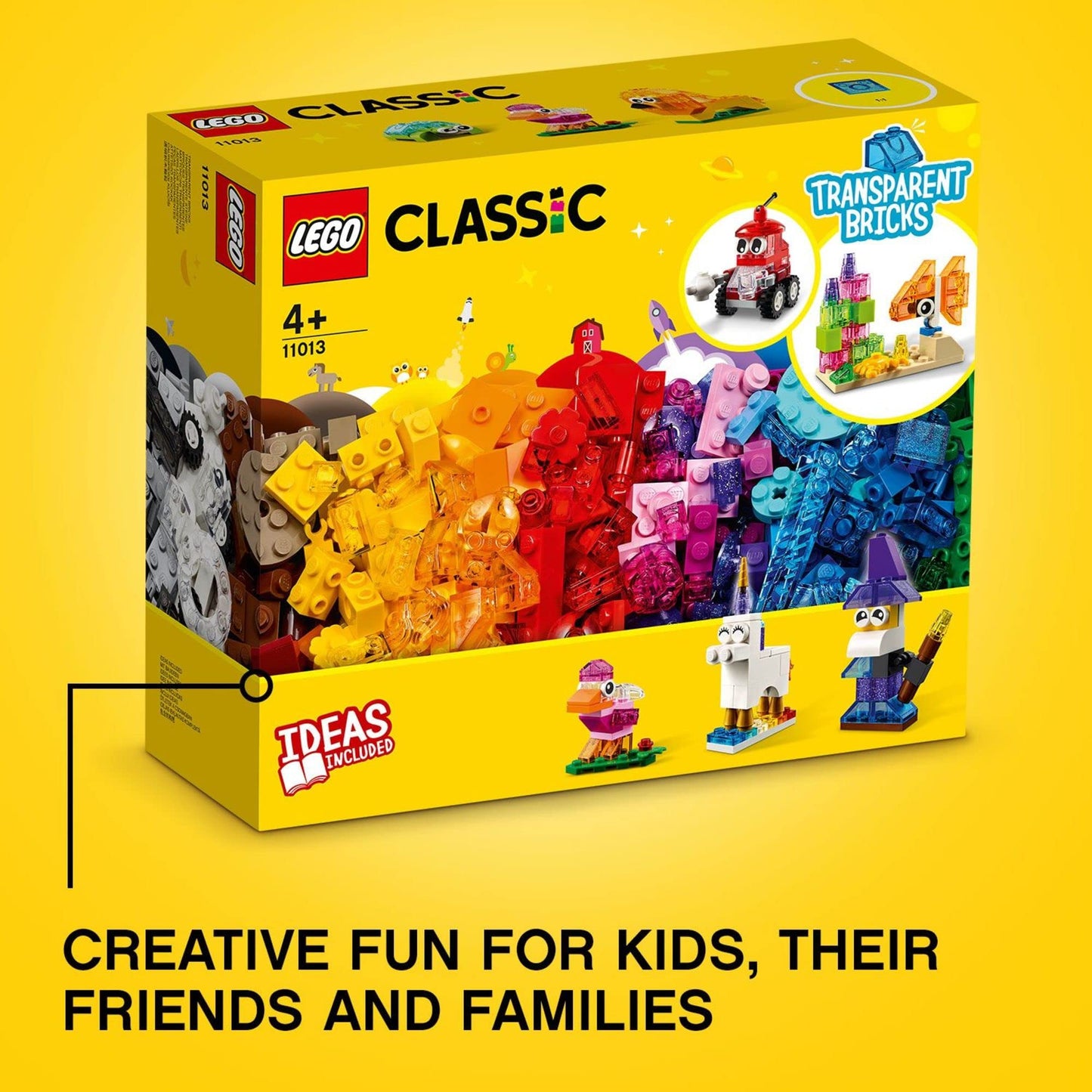 LEGO Classic Creative Transparent Bricks 11013 — 500-Piece STEM Building Set for Ages 4+