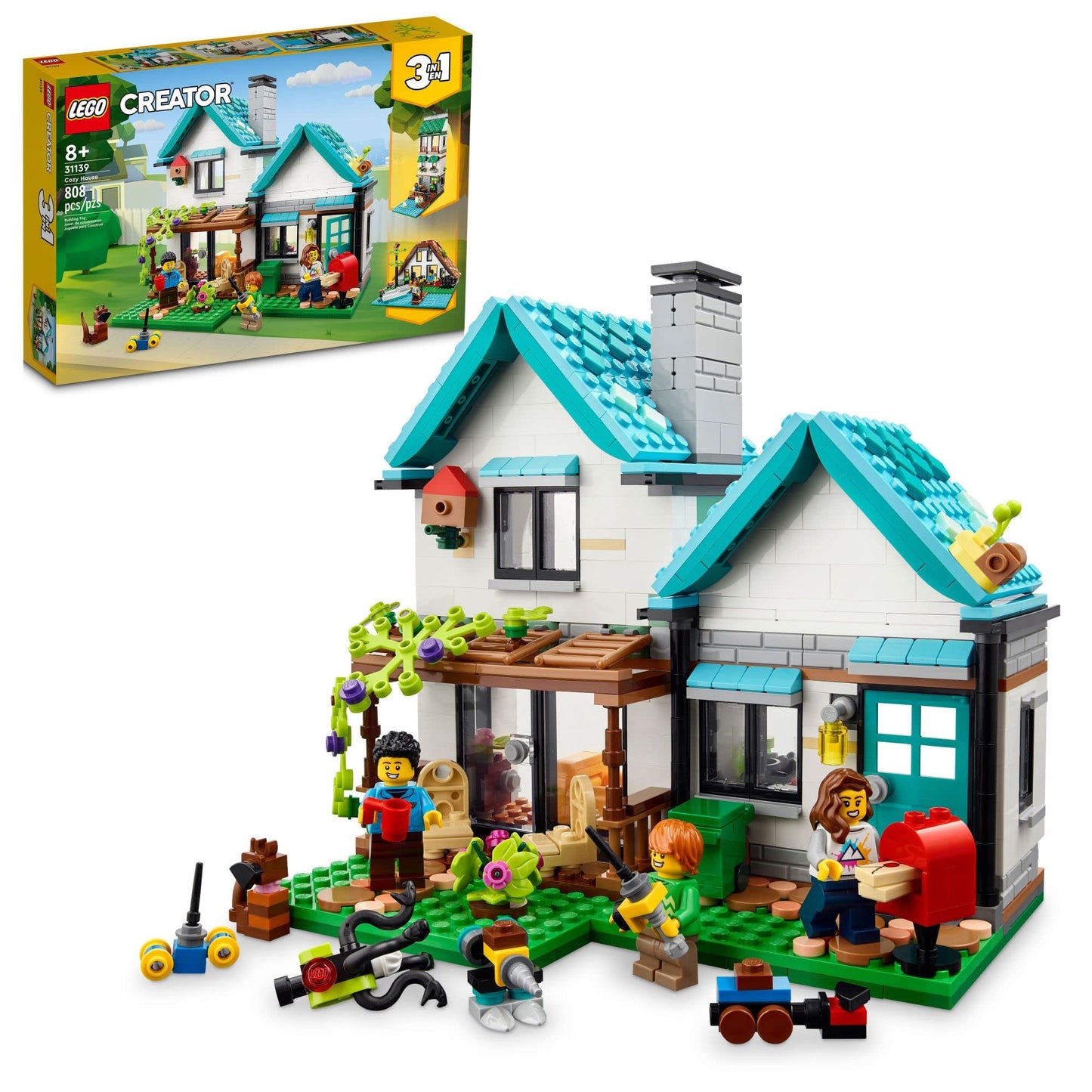 LEGO Creator 3-in-1 Cozy House – 808-Piece Building Toy with 3 Build Options (Ages 8+)