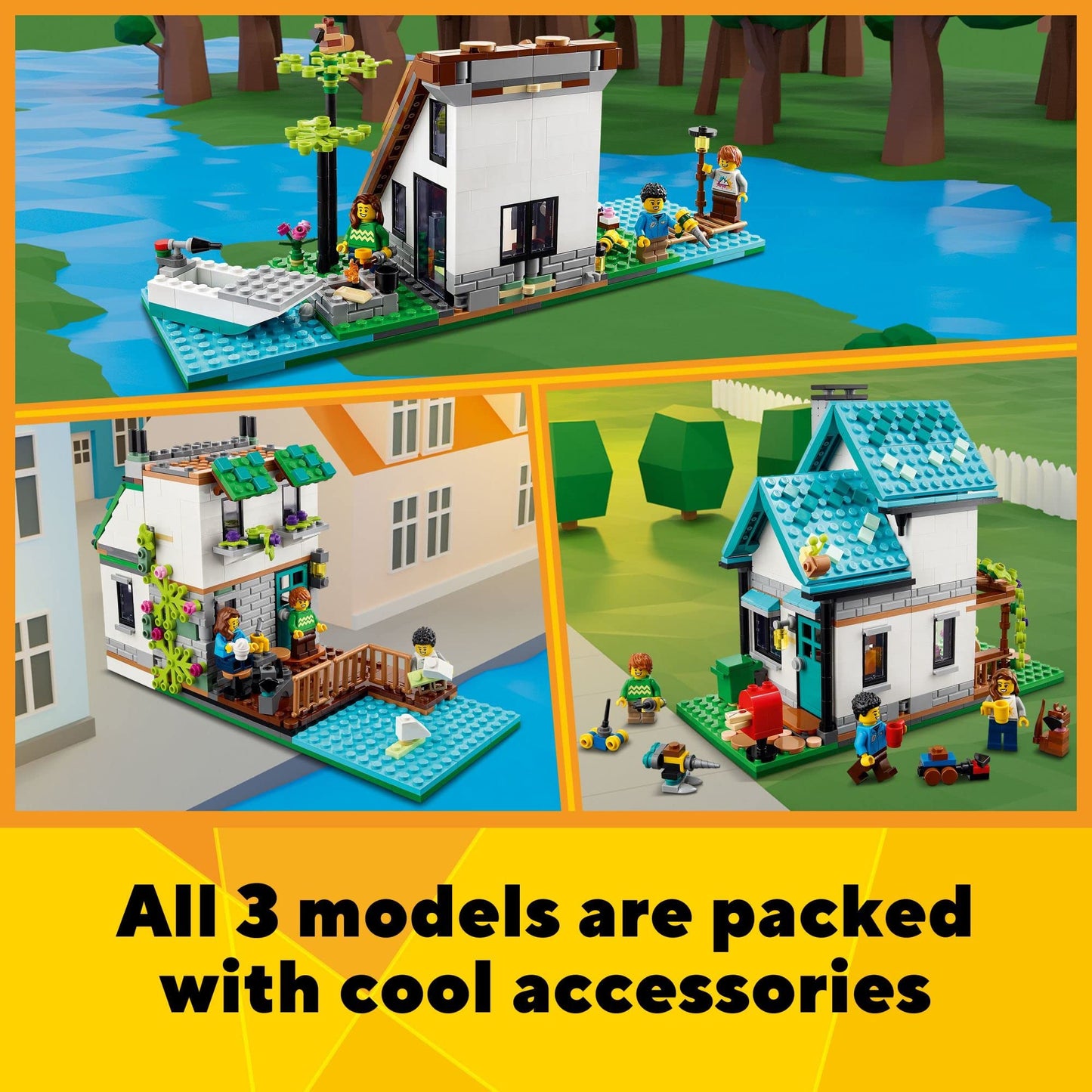LEGO Creator 3-in-1 Cozy House – 808-Piece Building Toy with 3 Build Options (Ages 8+)
